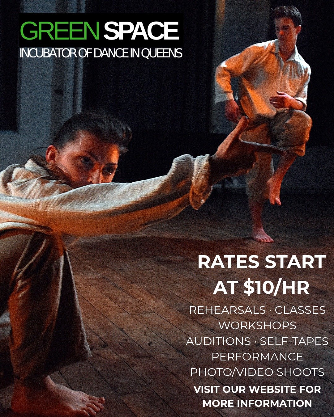 Rentals at Green Space start at just $10/hr - for rehearsals, self-tapes, special events and more! Check the public rentals calendar on our website (or use the link in our bio), and then email info@greenspacestudio.org to book. Be sure to let us know