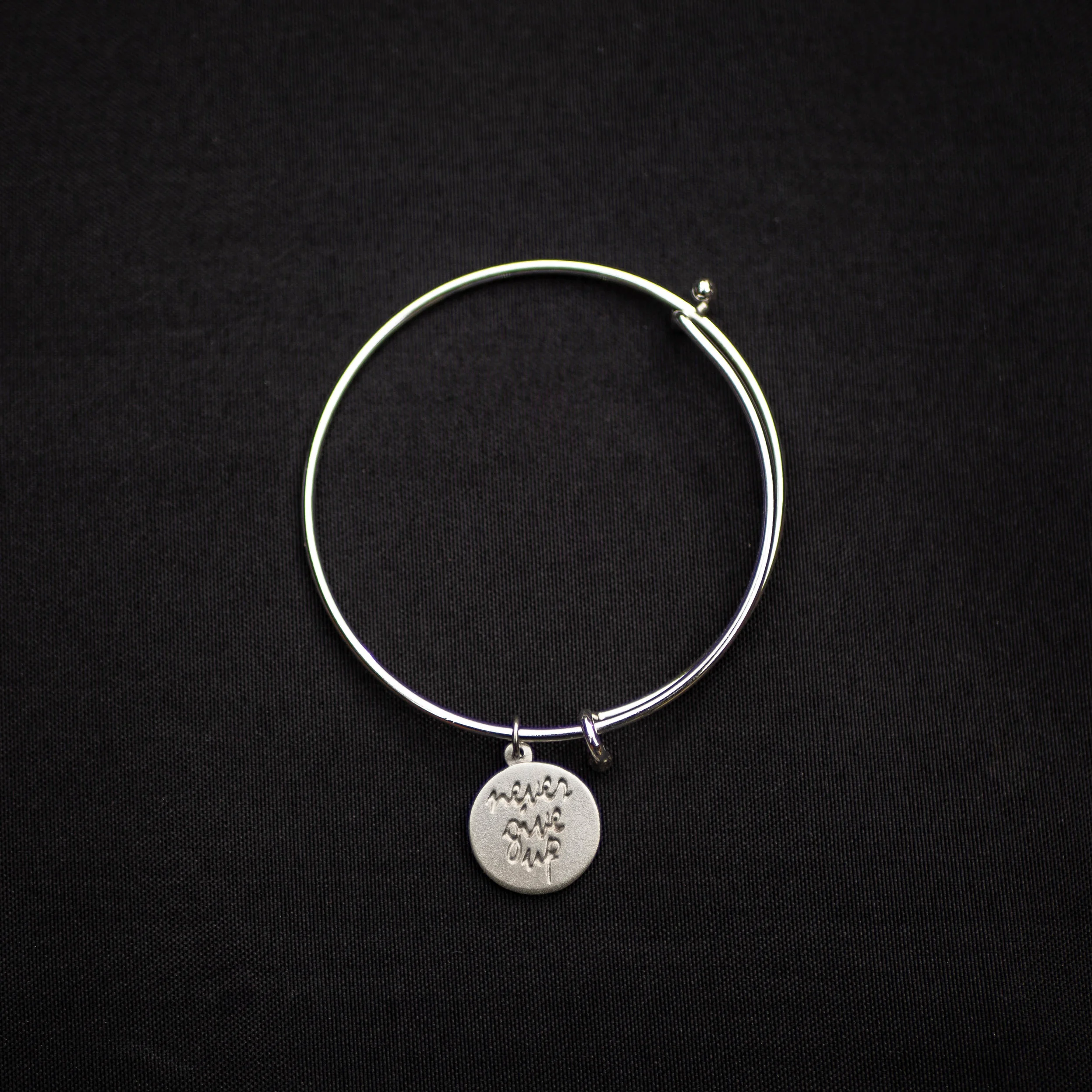 "Never Give Up" Pewter Bracelet