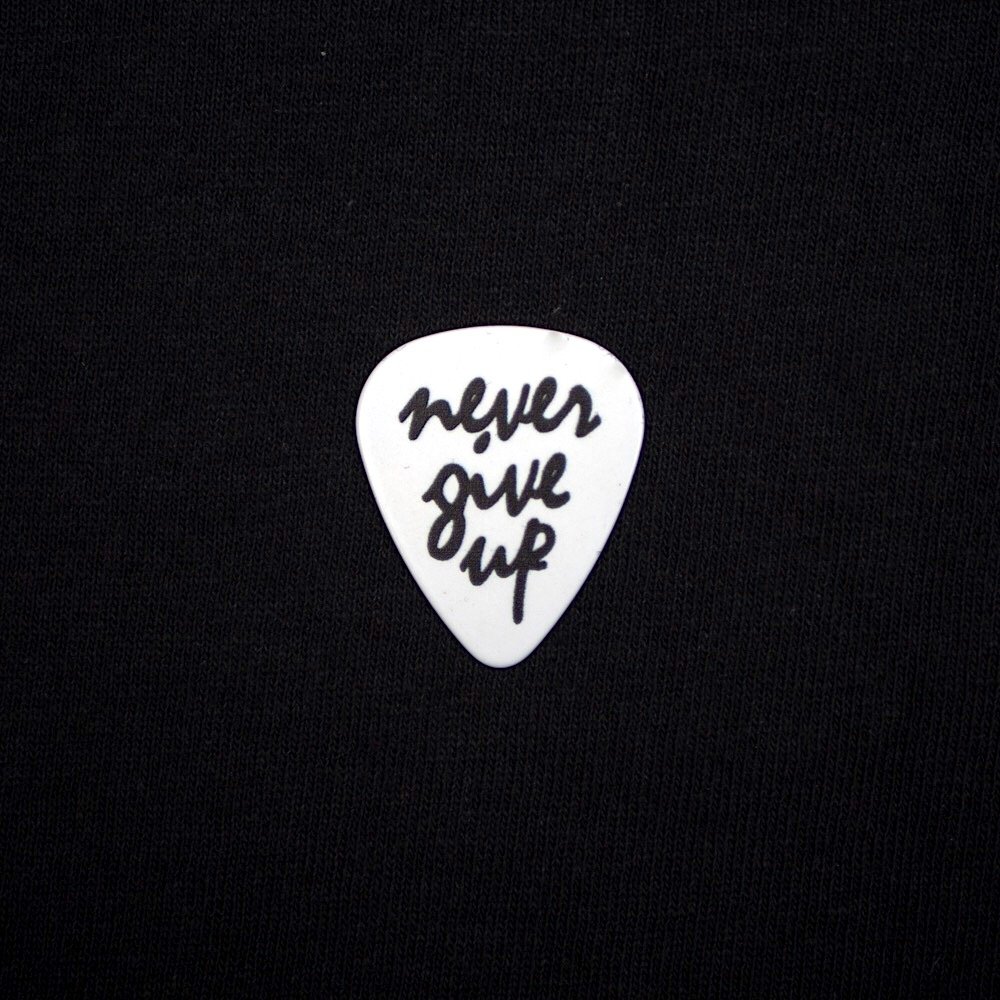 Never Give Up Guitar Pick.JPG