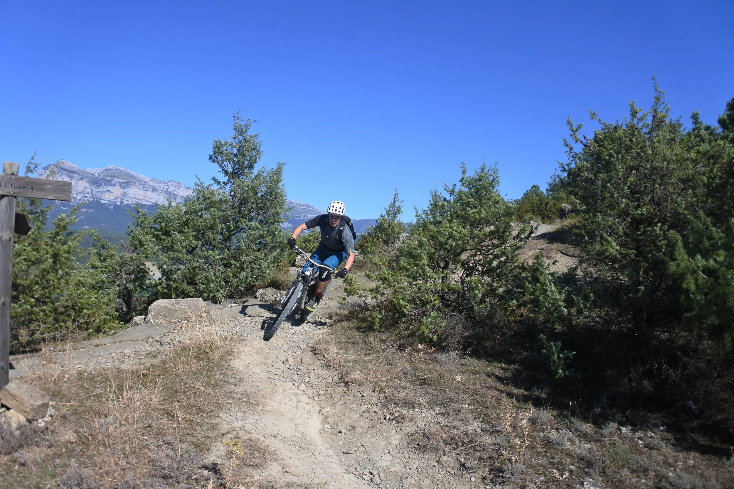 Tomi from Finland enjoying the trails around the village of Guaso