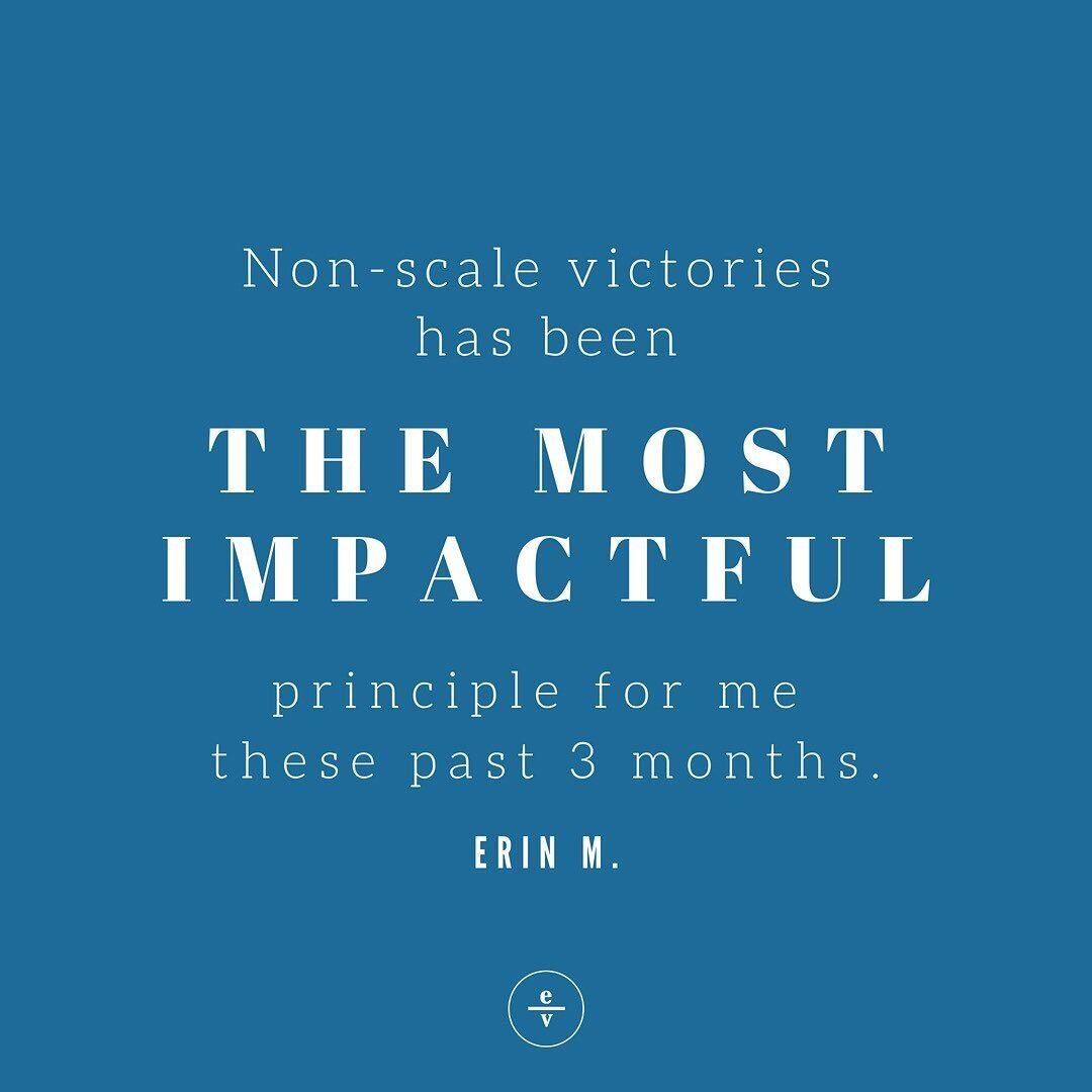 Her biggest takeaway, 90 days later.⠀⠀⠀⠀⠀⠀⠀⠀⠀
.⠀⠀⠀⠀⠀⠀⠀⠀⠀
At the end of each program, I ask each woman of the #evcoachingcommunity what the most impactful weekly theme was to HER.⠀⠀⠀⠀⠀⠀⠀⠀⠀
.⠀⠀⠀⠀⠀⠀⠀⠀⠀
For Erin, the thought of #nonscalevictories (thank 