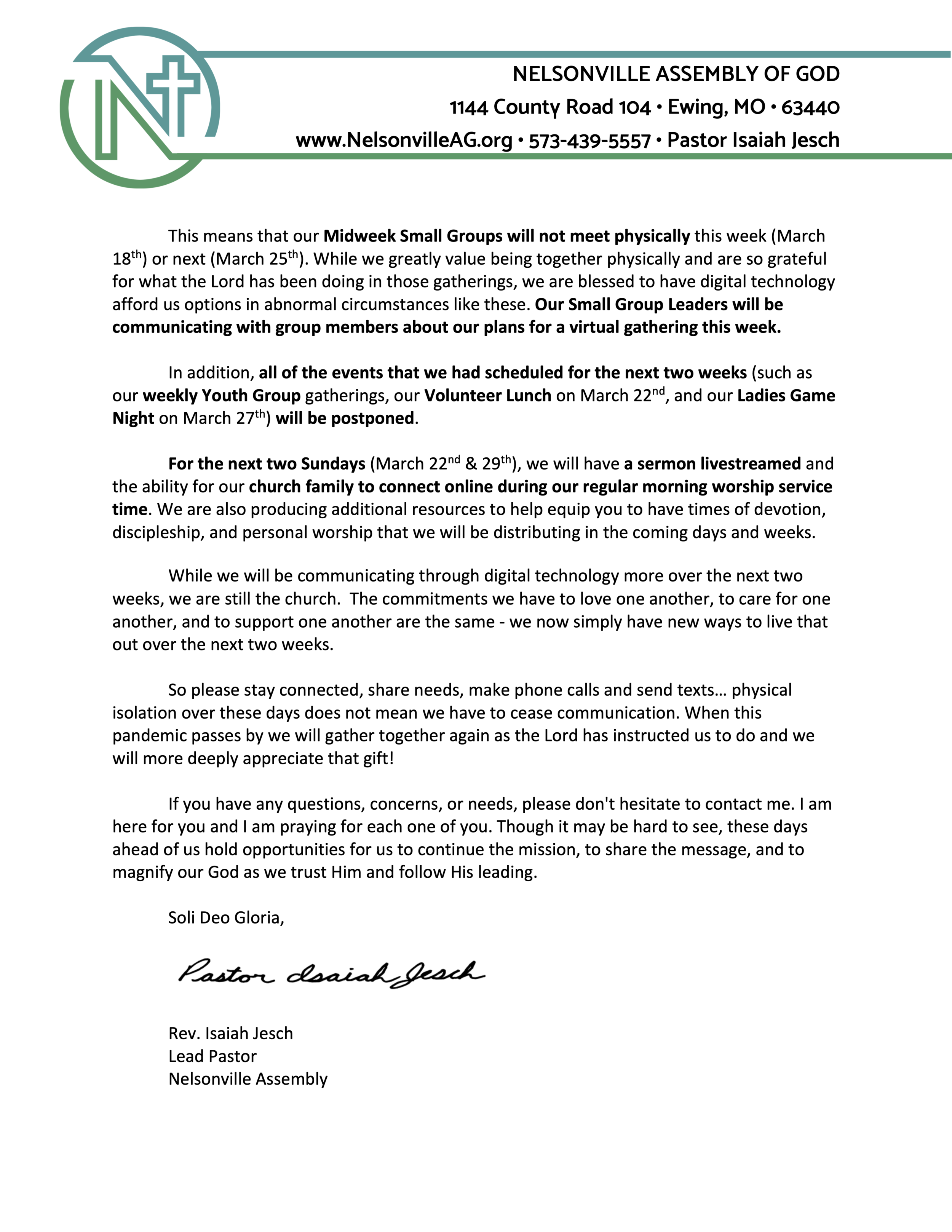 COVID19 — Nelsonville Assembly of God