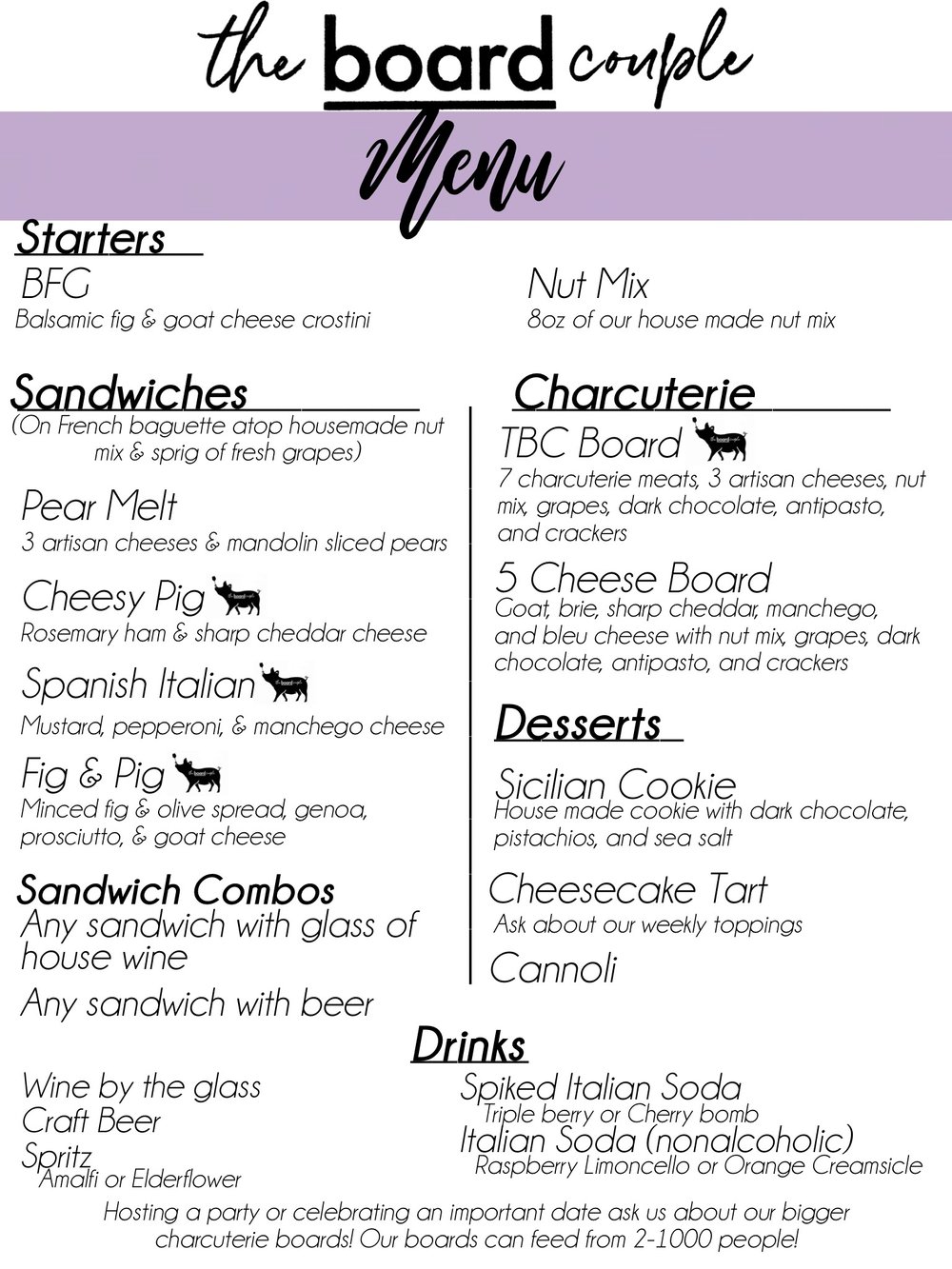 board cafe menu