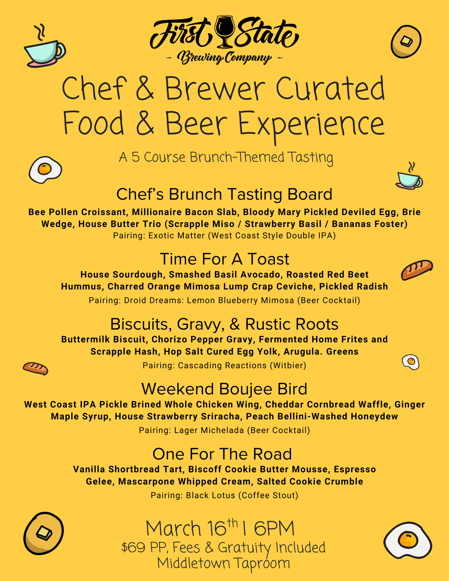 Yellow Illustrated Sausages and Egg Breakfast Menu.png