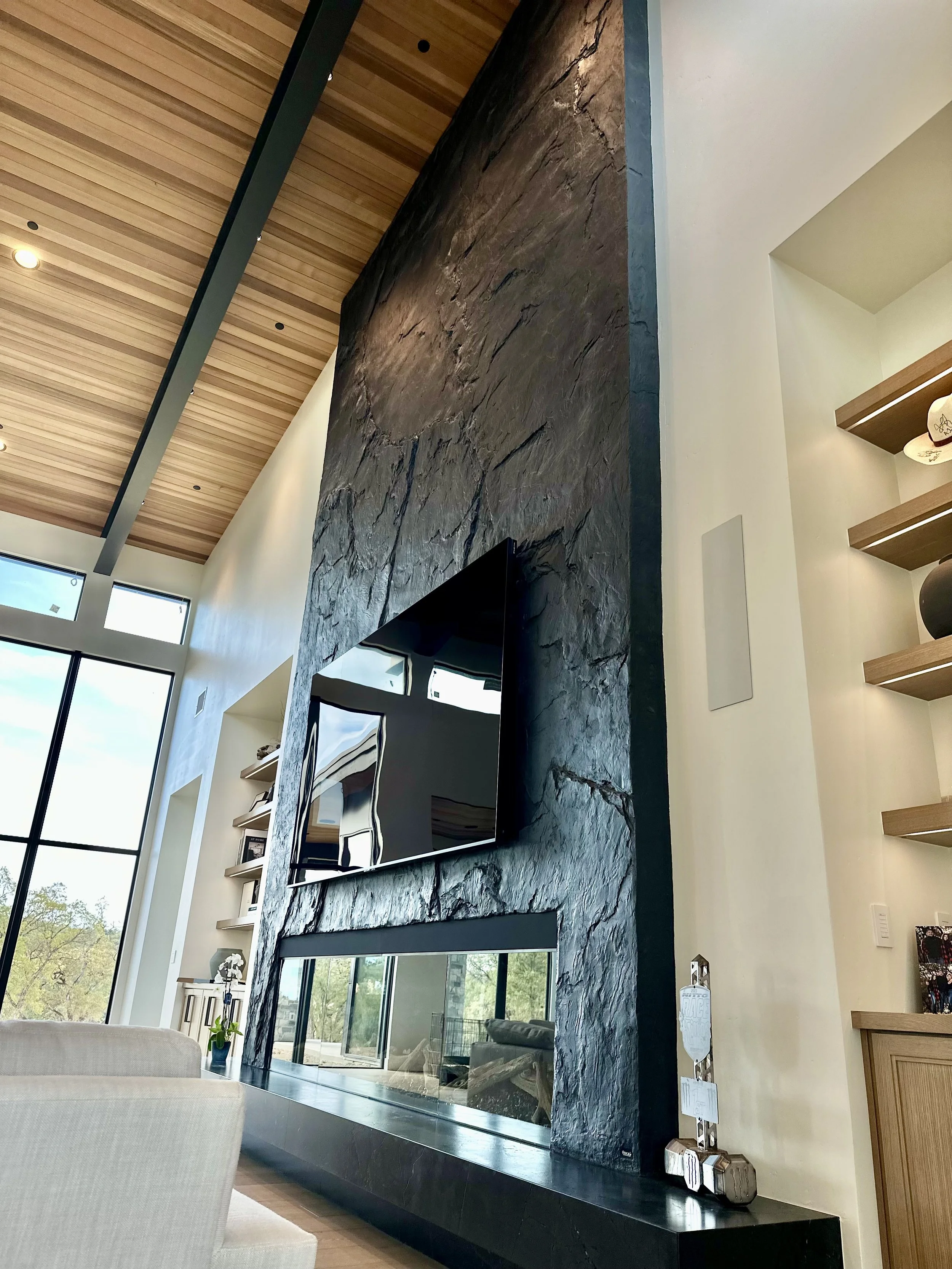 Faux Rock Black Slate Wall