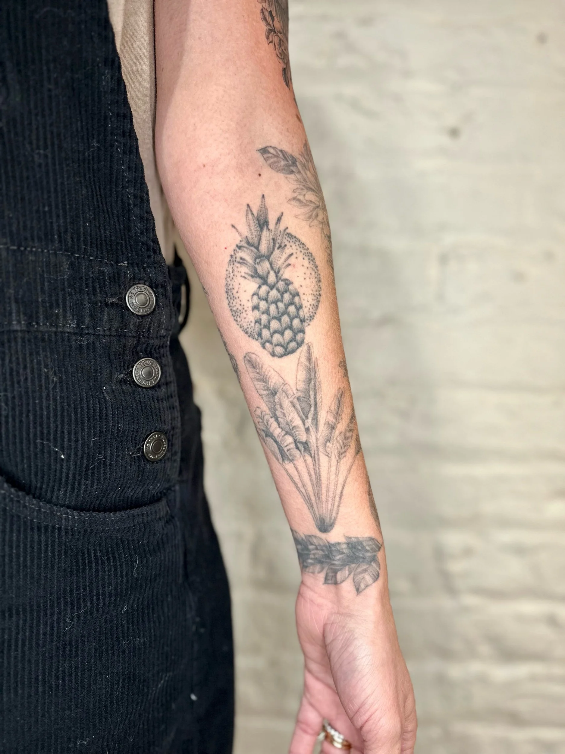 Healed Fruit Tattoos by Emily May Tattoos – Pineapple and Banana Tree