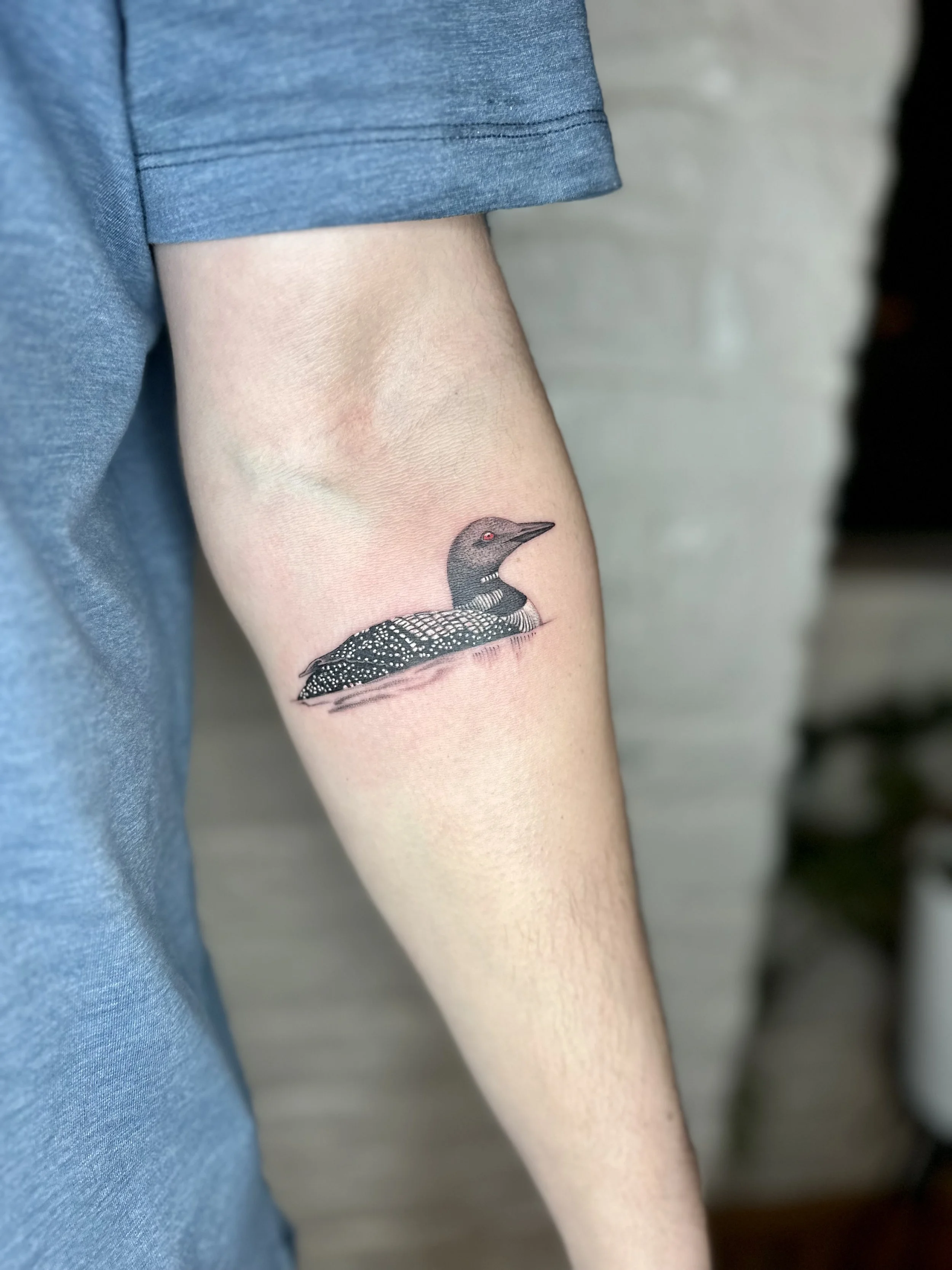 Fine Line Loon Tattoo