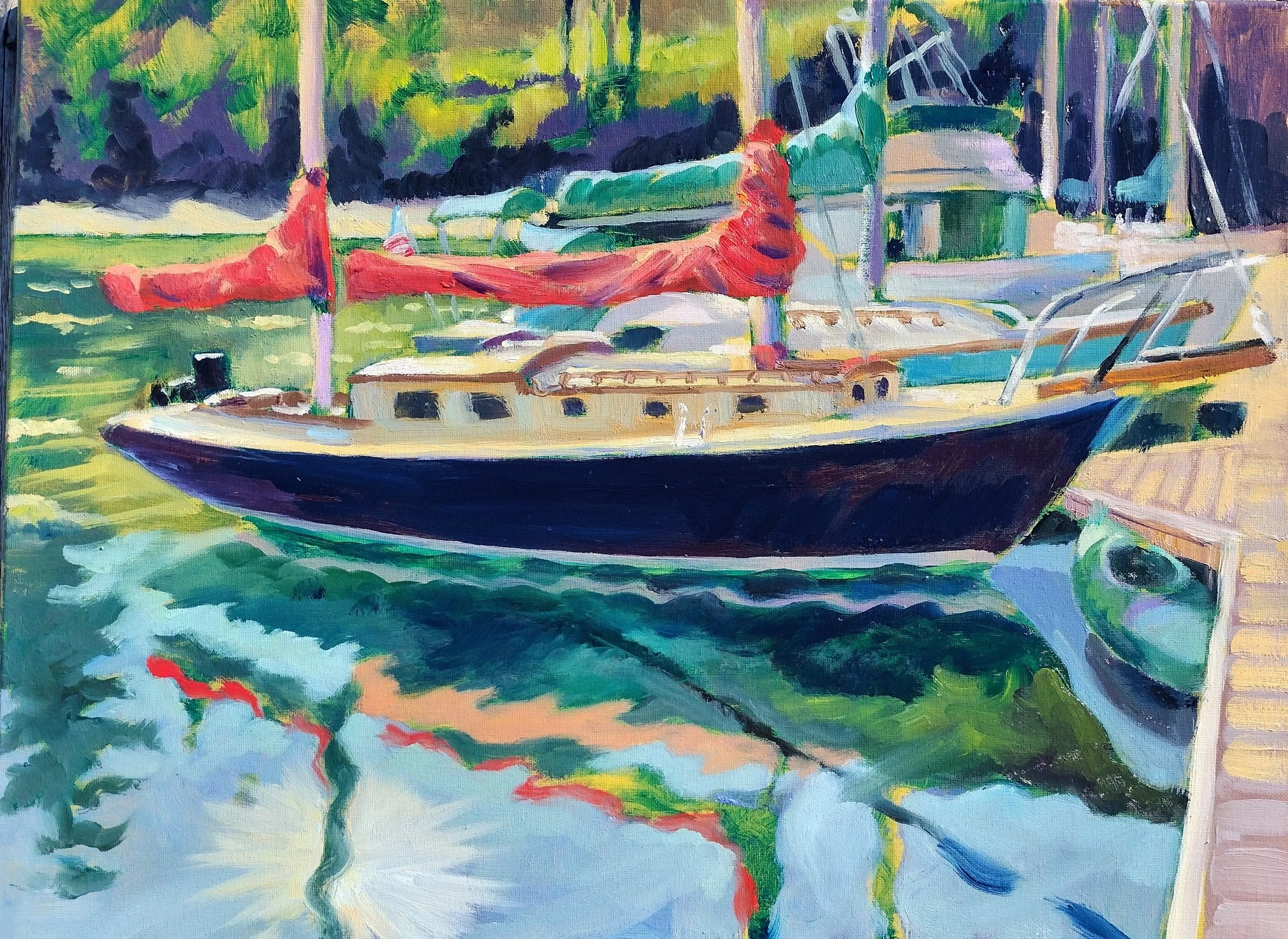 Boat Painting using Notan technique