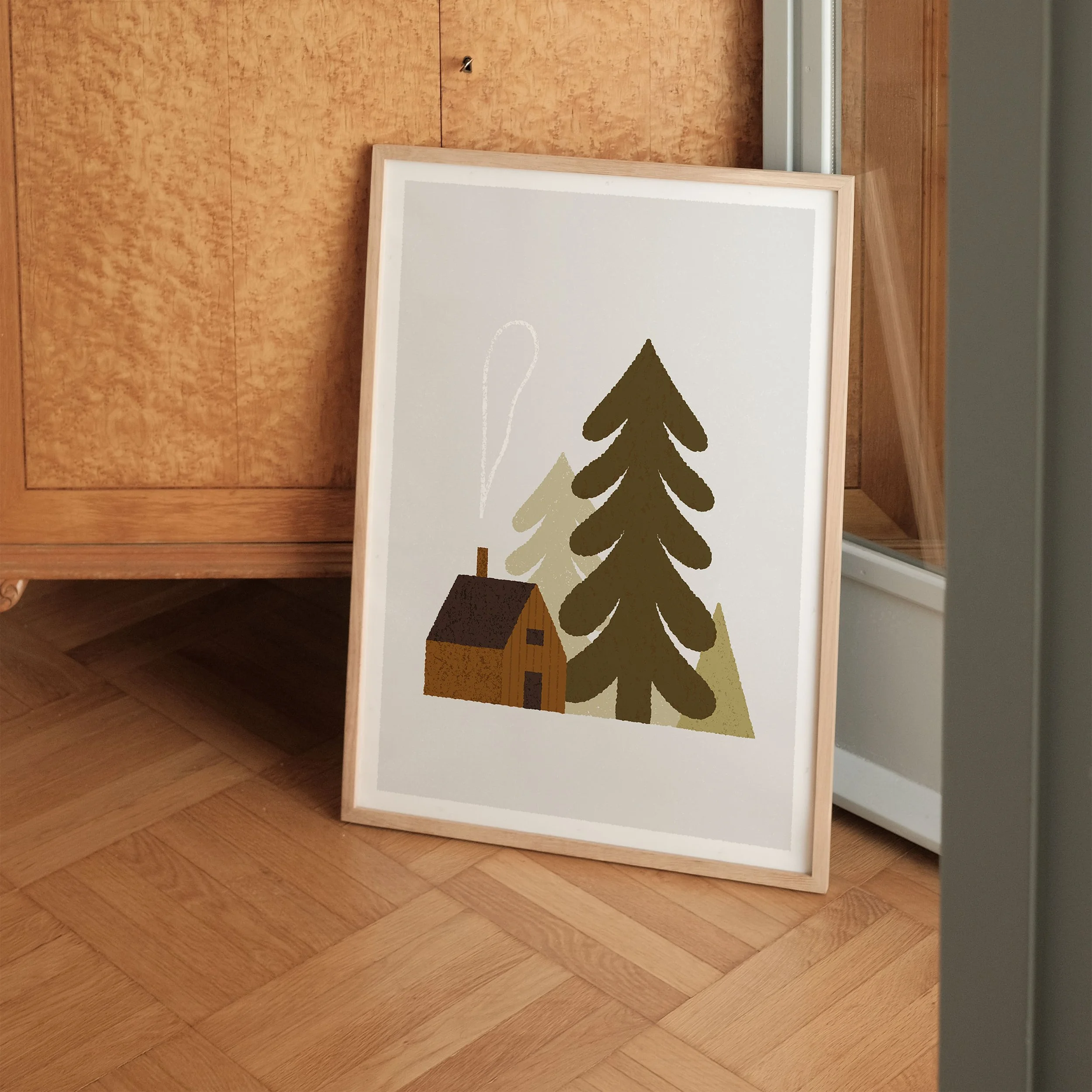 cozy-cabin-evergreen-forest-wall-art-print-wood-floor.jpg
