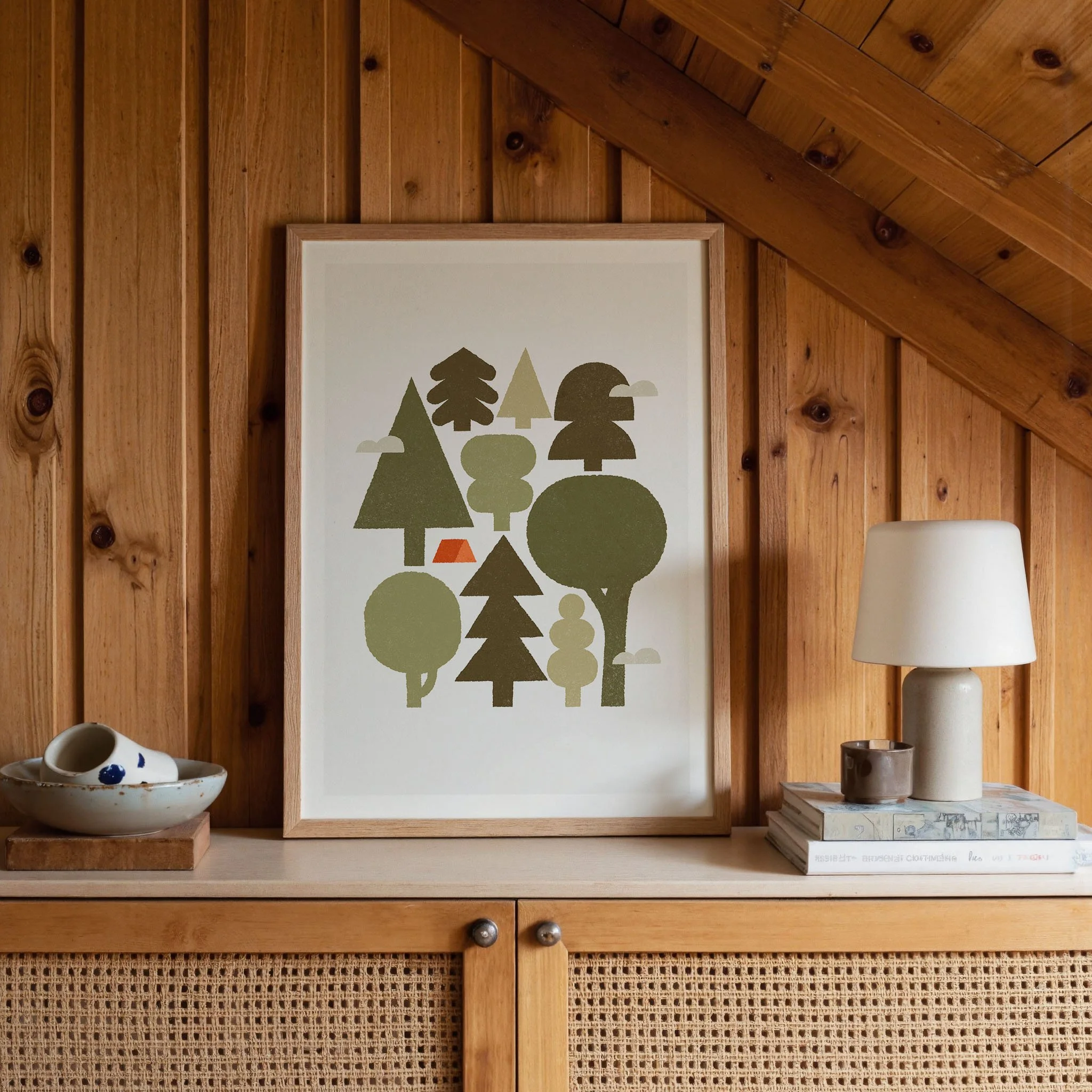 Camping in the Forest — Modern Nature Wall Art Print