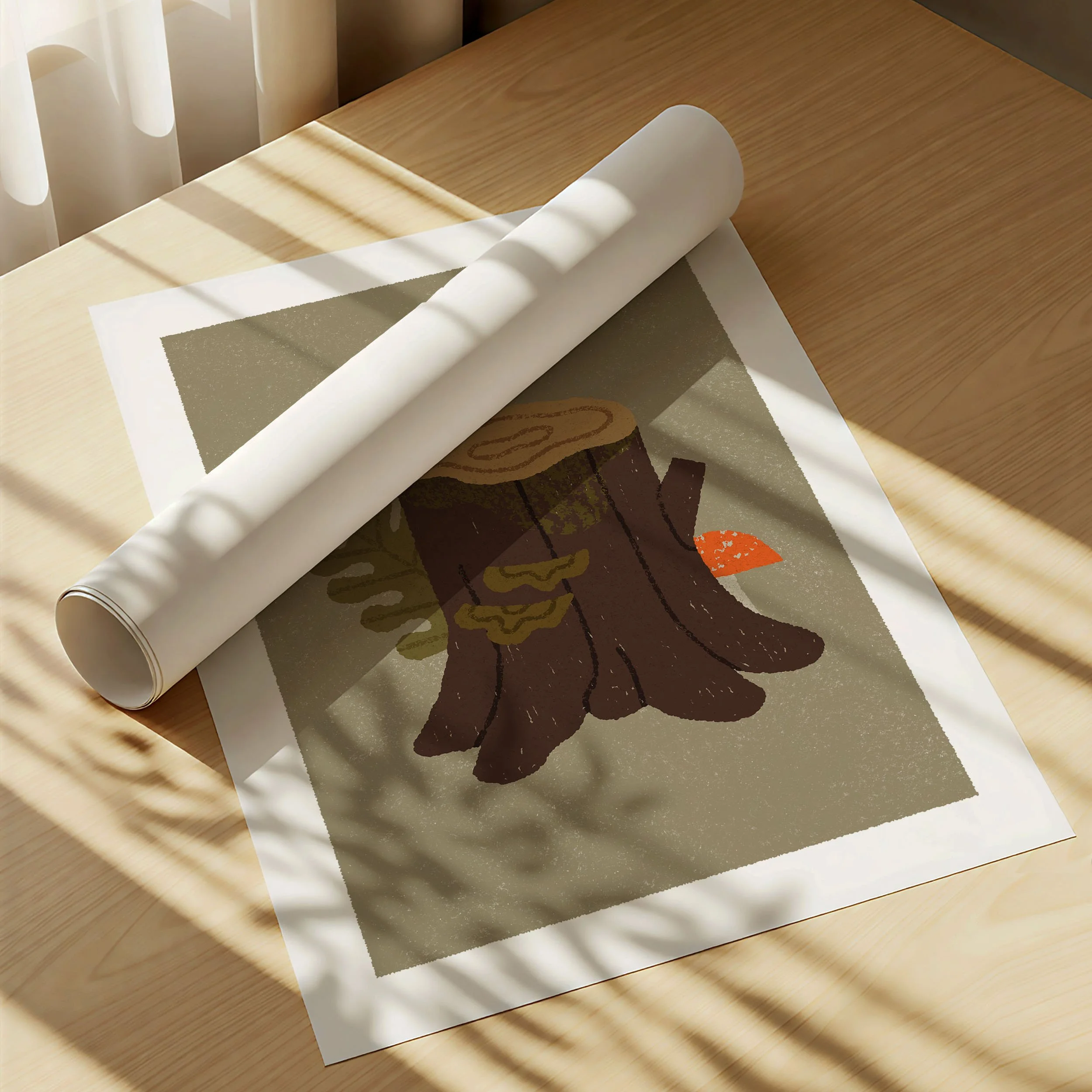 Woodland Stump Art Print