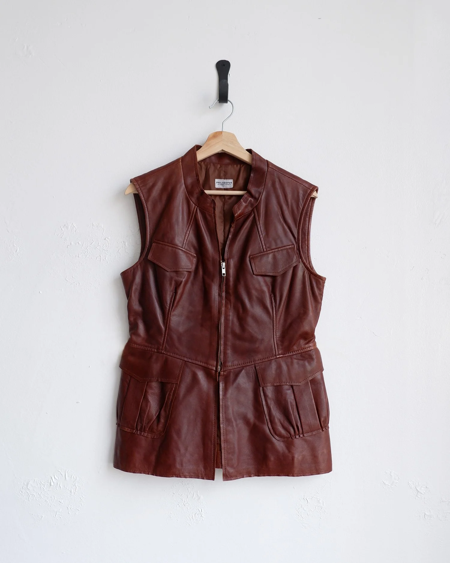 Vintage Philosophy di Alberta Ferretti leather gilet — Retold Vintage