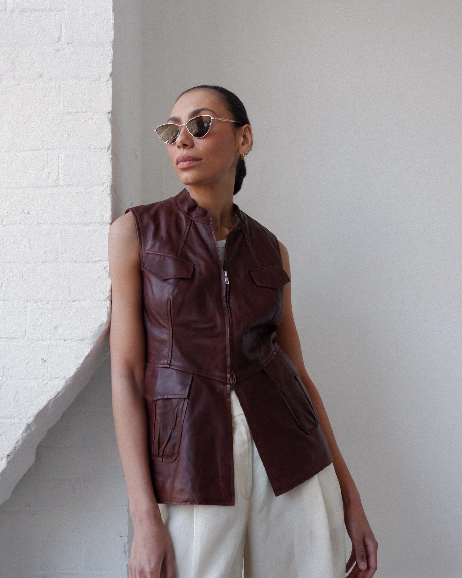 Vintage Philosophy di Alberta Ferretti leather gilet — Retold Vintage