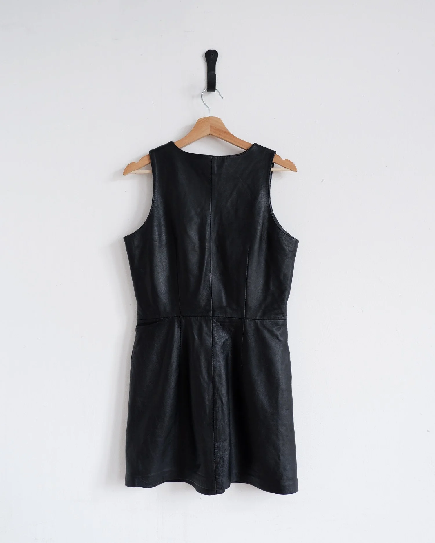 leather black midi dress L'AGENCE Halia Vegan Leather Dress In Midnight
