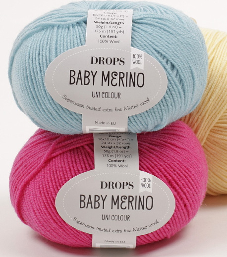 Superwash Merino Wool DROPS Baby Merino Sport Weight Yarn 