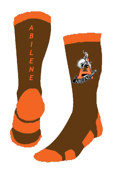 Abilene KS Cowboys Brown White Orange Socks 102817.jpg