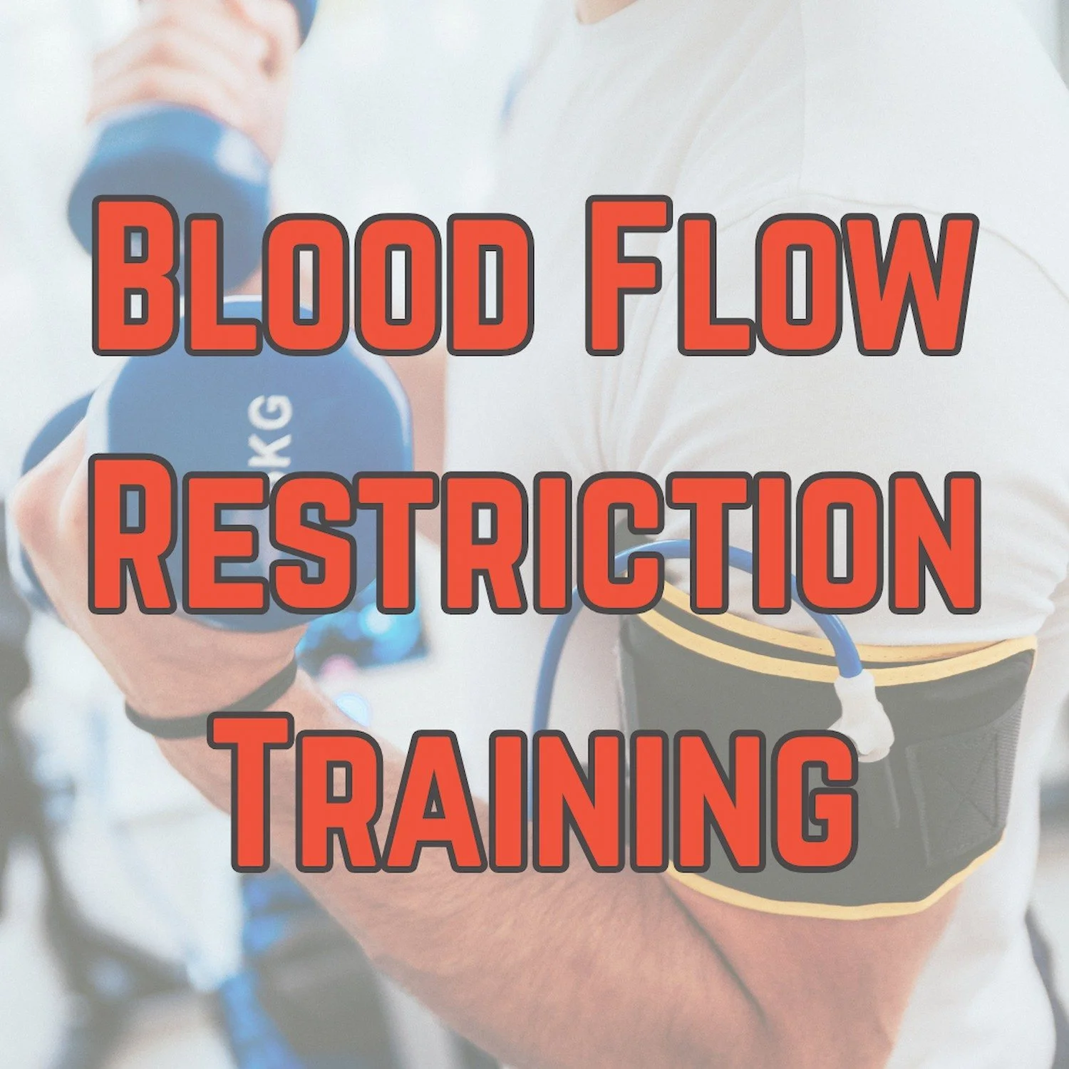 An athlete with blood flow restriction cuff on their arm