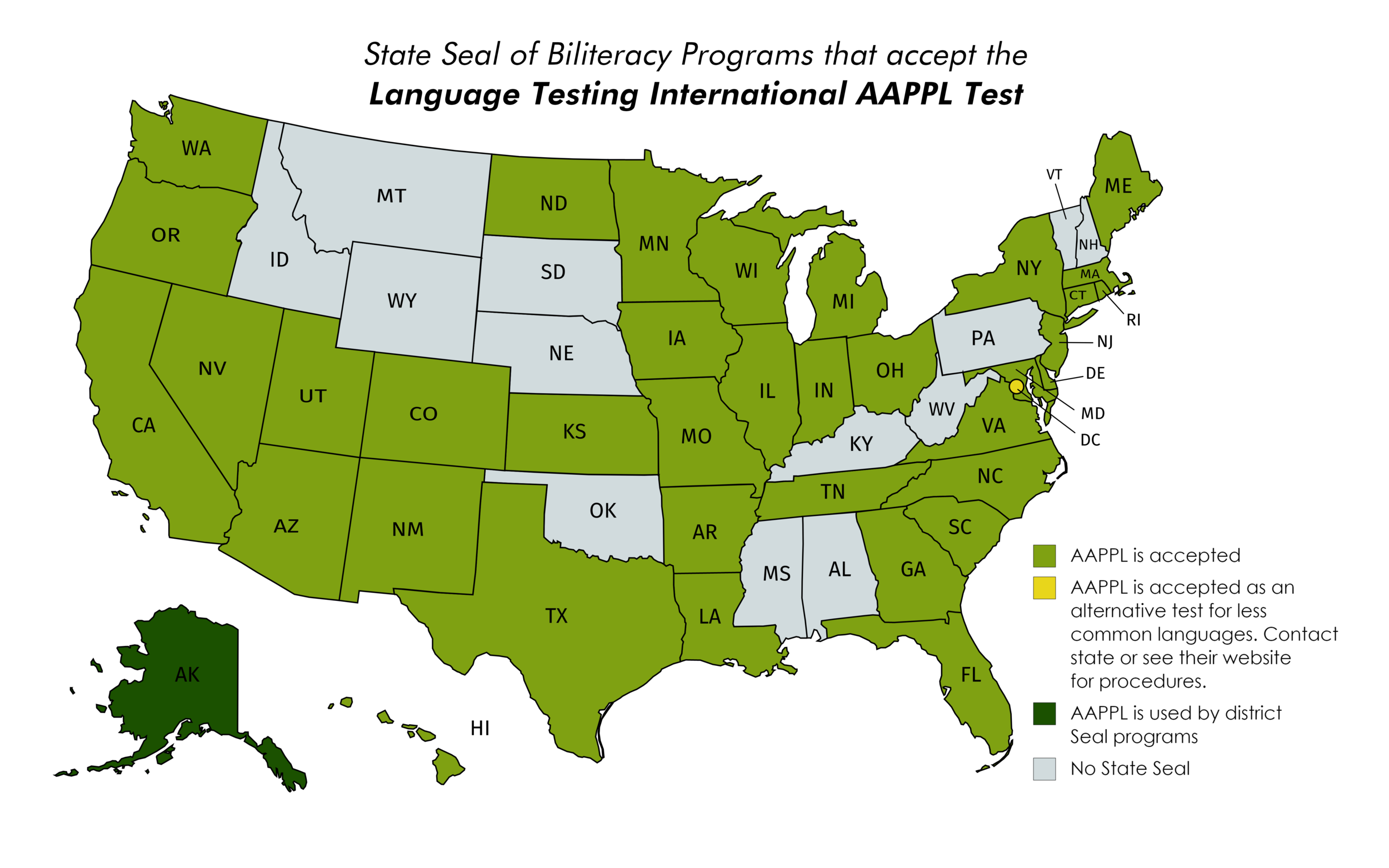 *note that the AAPPL test qualifies anyone, anywhere in the world for a Global Seal of Biliteracy
