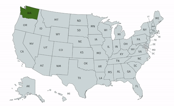 Map of states were Global Seals were issued (Map does not include states with Global Seal Applications in process or awaiting score reports). Map does not include Global Seals issued internationally