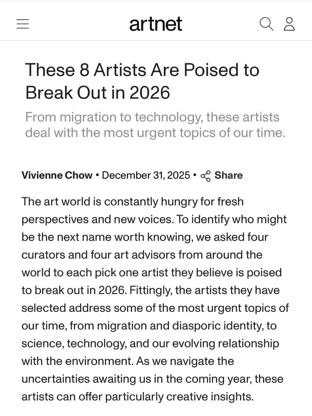 As we head into 2026, I enjoyed the chance to chat with @missviviennechow for Artnet News about the talented @nathanaelleherbelin and what&rsquo;s shaping up to be a big year ahead.

#adamgreenartadvisory #artadvisor #nathanelleherbelin #artmarket