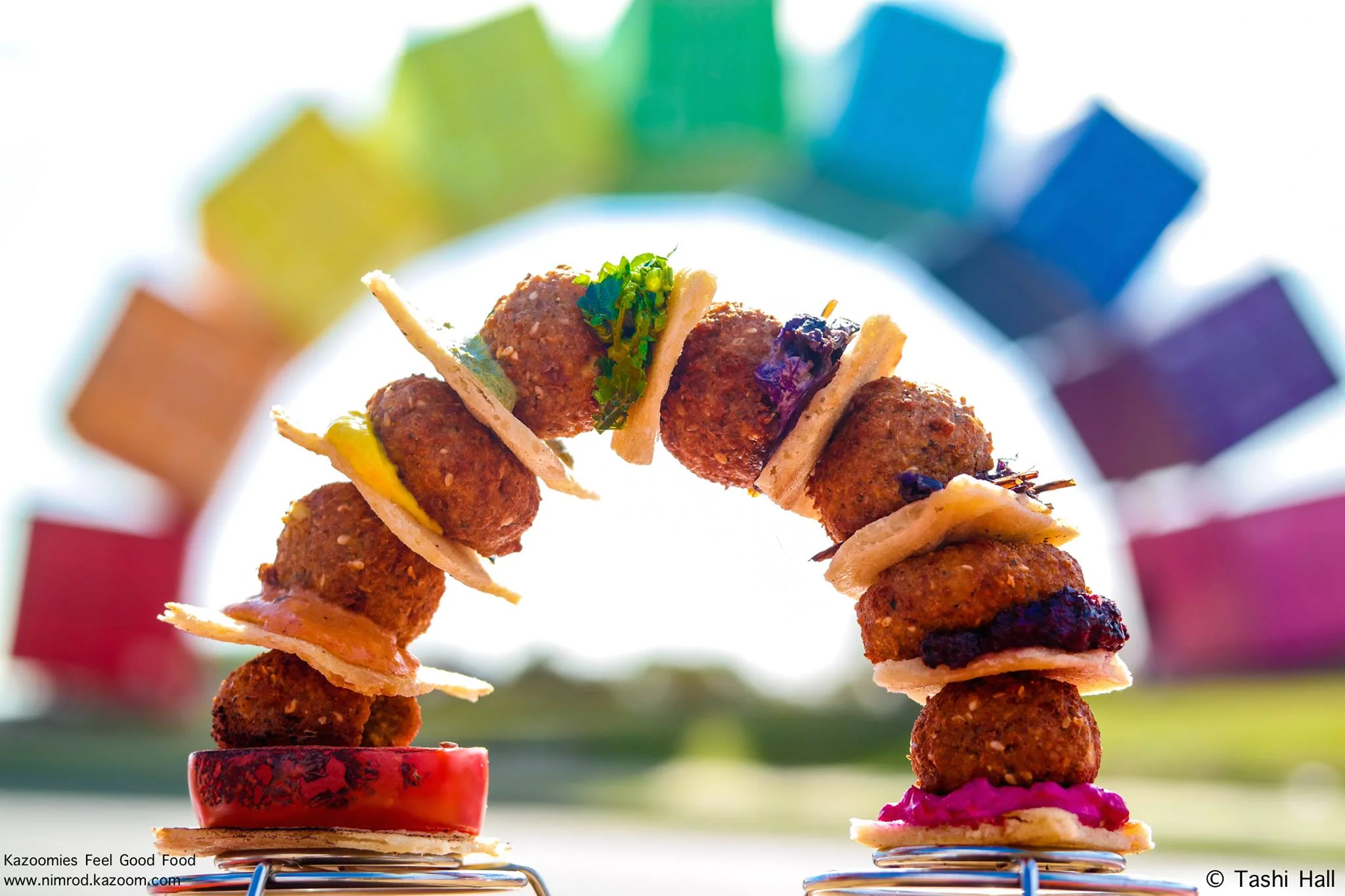 Nimrod’s Falafel Rainbow. A culinary take on the iconic ‘'Contain-bow’ at the entrance to Fremantle.