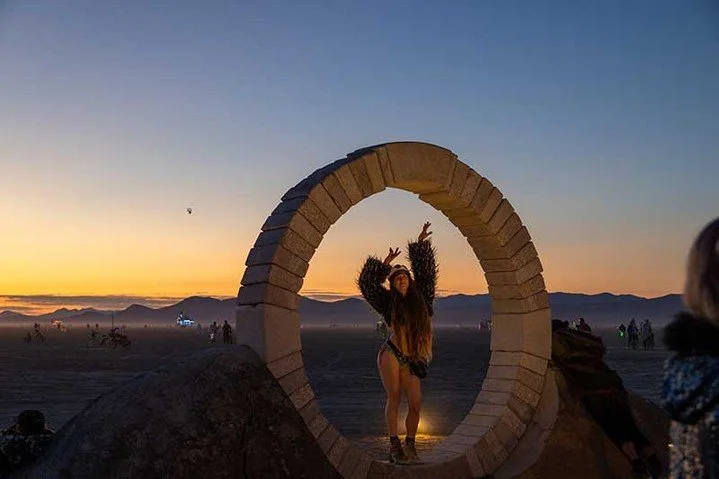 Today&rsquo;s Burning Man feature is &ldquo;Moon Gate Portal&rdquo; by Jael LaFemina!🌑

It is inspired by the classic Japanese Zen Garden entrance feature, which traditionally provides a moment of transition as one steps into another world. Weighing