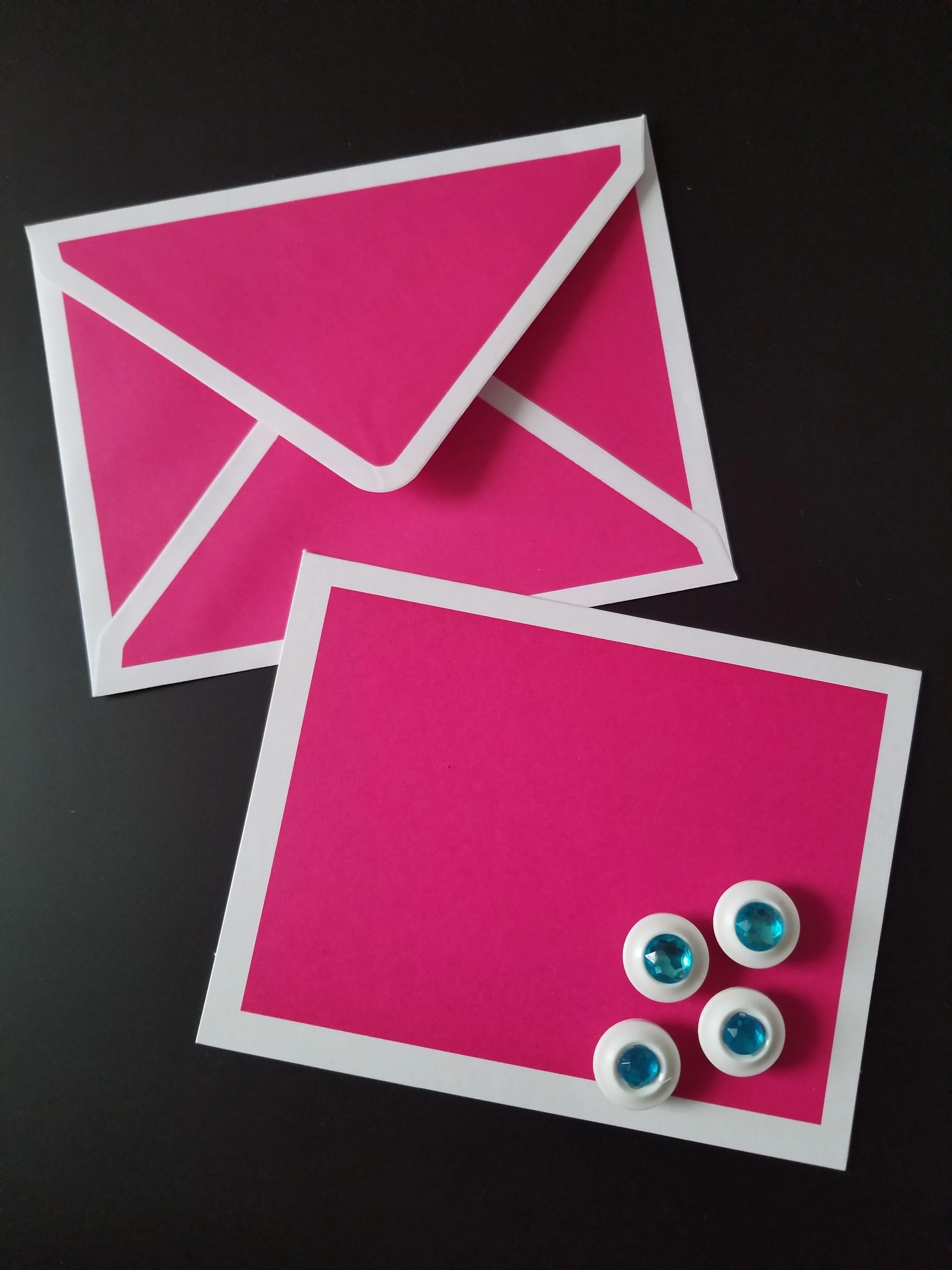 "Pink Brights" Card with Turquoise Baby Magnets