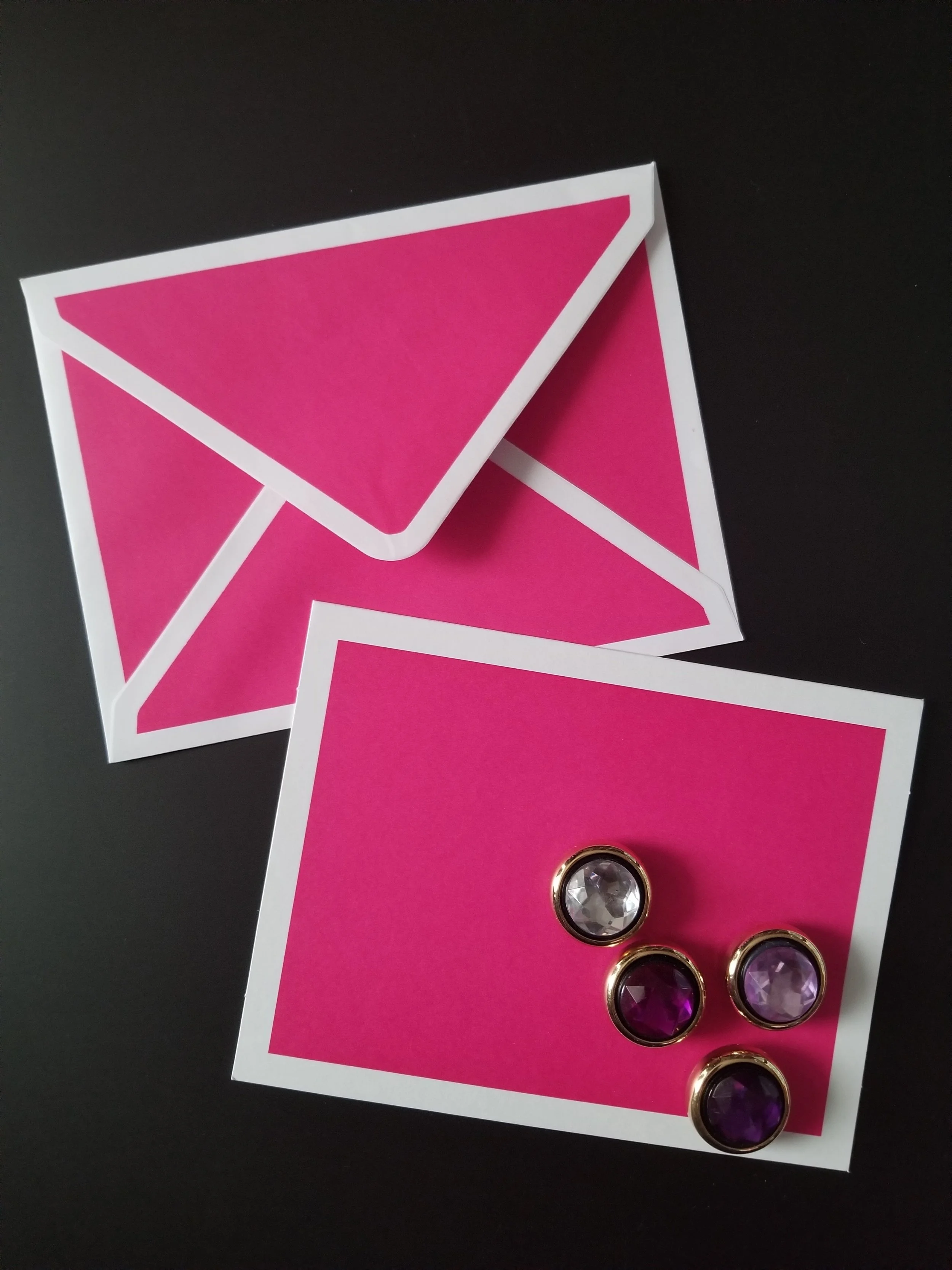 "Pink Brights" Card with Dark Gem Stone Magnets