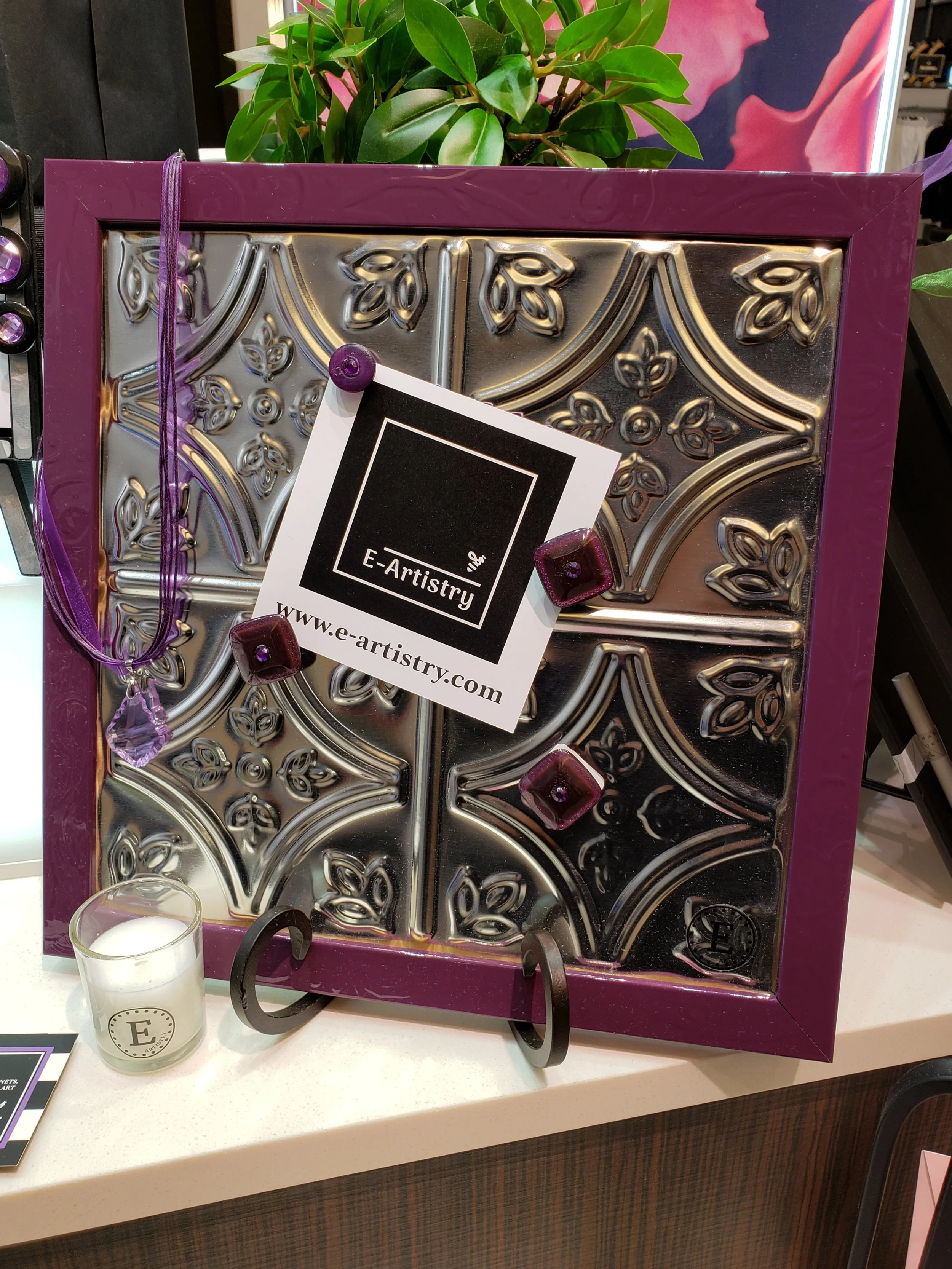 Pressed Tin Magnetic Board Purple Frame.jpg