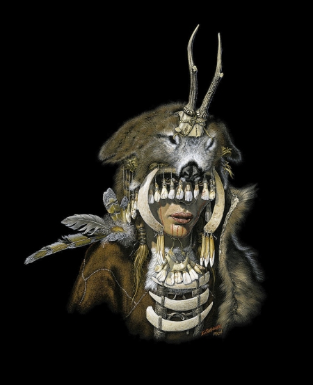 The recreation of a headdress belonging to a women from Bad Durrenberg, Germany 9-6,000 BCE. Due to the woman's neck deformities it has been suggested that her subsecquent pain was allievitaed when she was in trace. It has been suggested then that this women might well have been the Bean Feasa of her people.