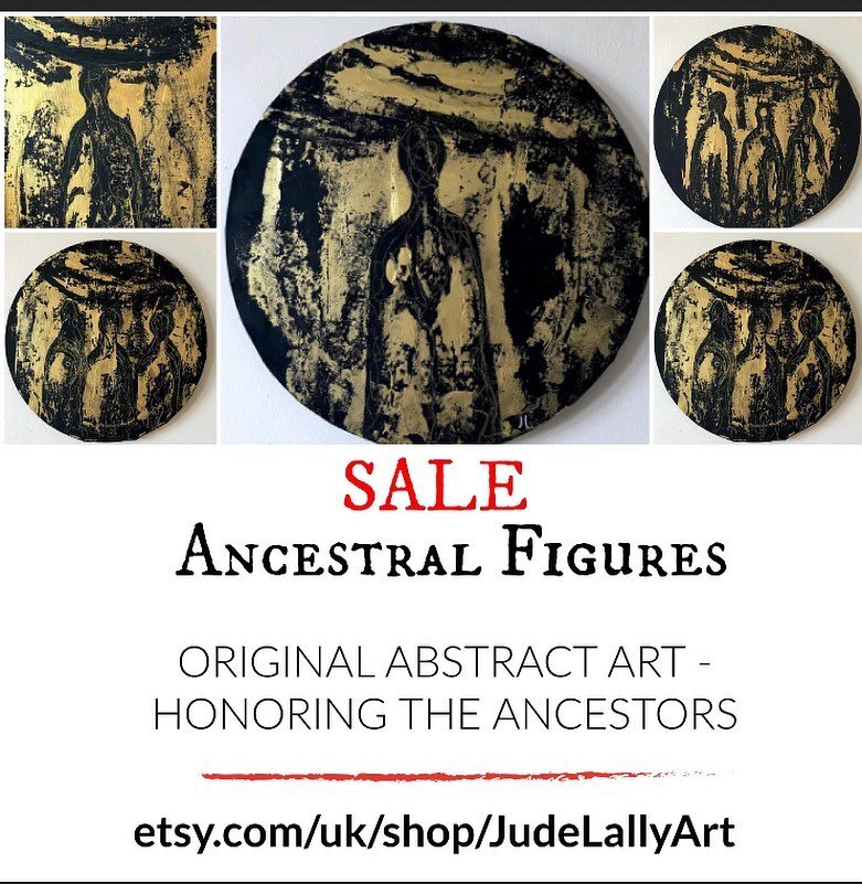 Otherworldly Ancestral figures - original abstract art on sale
.
Link to shop in bio
.
#ancestors #otherworld #abstractart  #celtic #preceltic #circularart