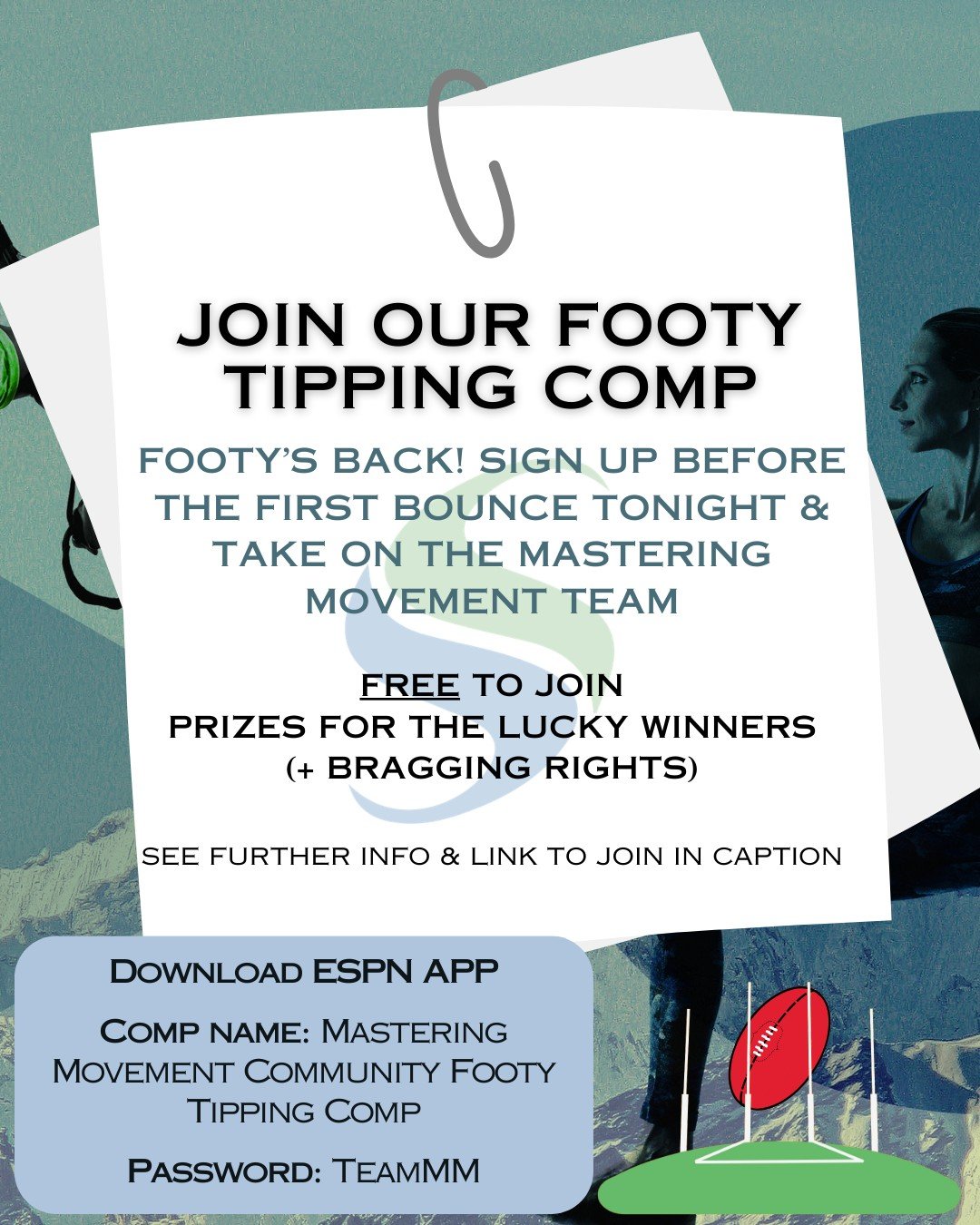 It&rsquo;s no secret, we love a bit of competition here at MM 💪 
Join us for our AFL footy tipping comp! 
FREE to join. Prizes for the lucky winner, runner up &amp; a random ranked participant, to keep it interesting 😉

Link to join: https://www.fo