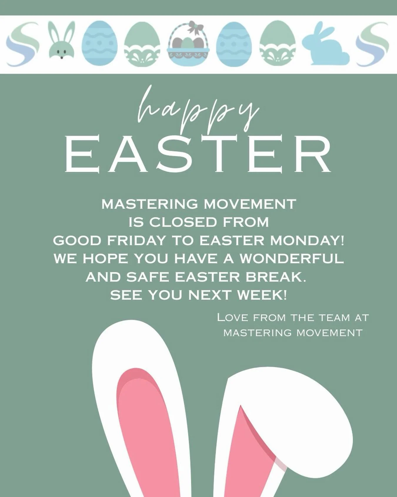 Back on Tuesday next week but don&rsquo;t worry! You can manage your appointments through our website or through your confirmation emails 🐰🎉✨
We hope you have a lovely Easter break!