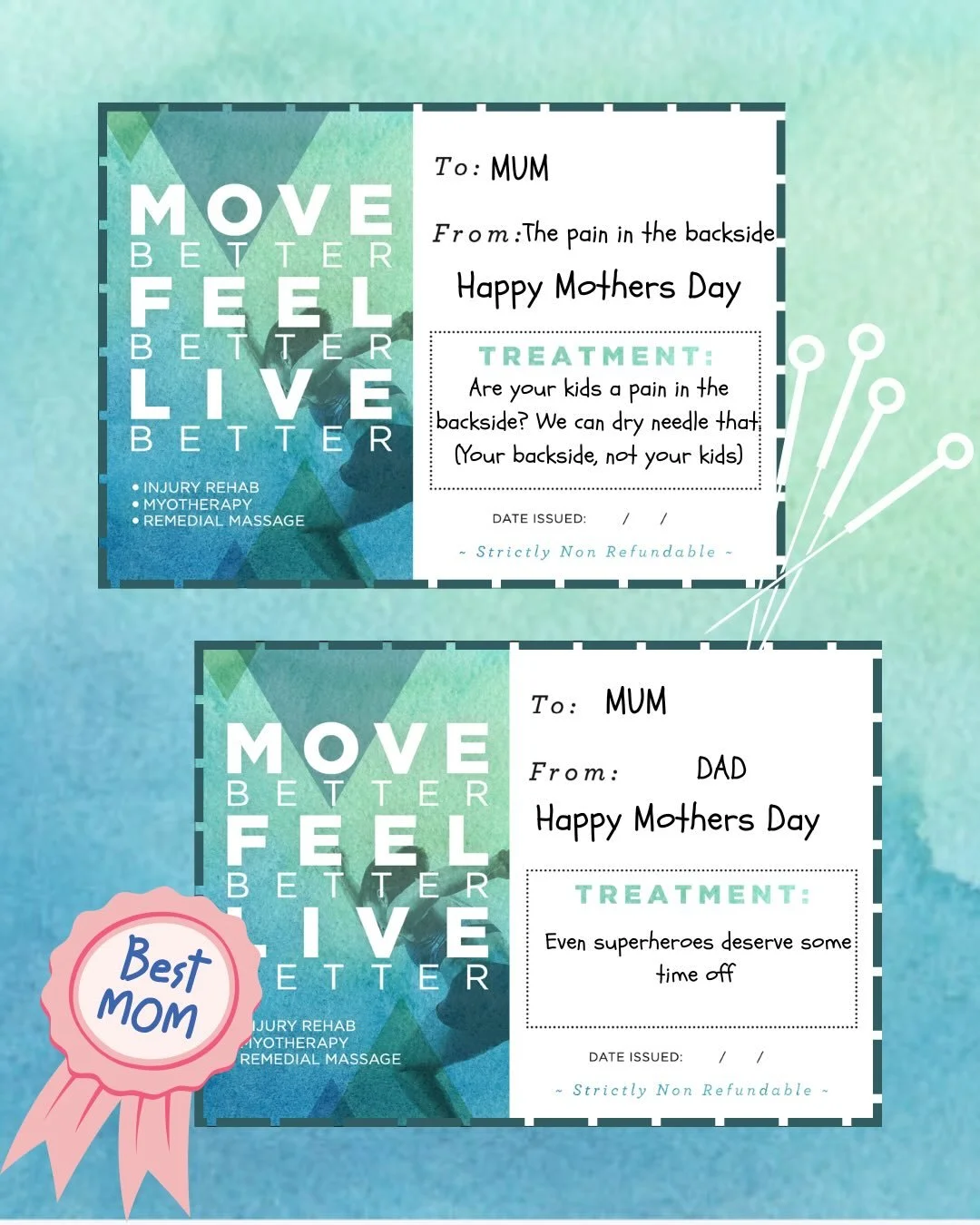 Still looking for a gift this Mother&rsquo;s Day? THIS is your sign. For the women who put everyone first- now it&rsquo;s your turn. 
Come into the clinic and grab one of our vouchers! 
💐💕💪