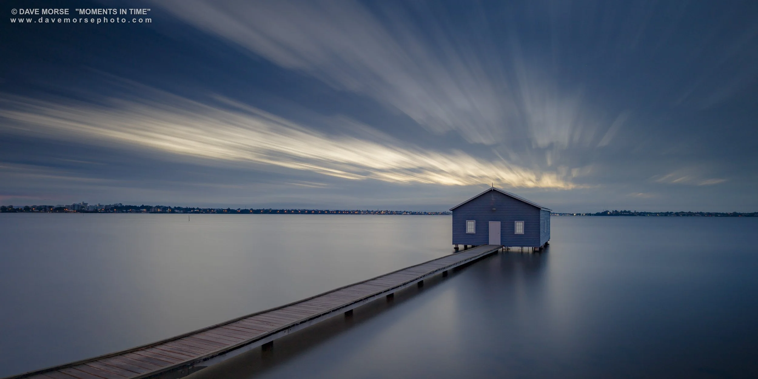 Perth. Image No. A4512.161017.21 ... The Blue Boathouse with a 4 minute exposure, thus smoothing out of the water and streaking out the clouds. 16/10/2017.
