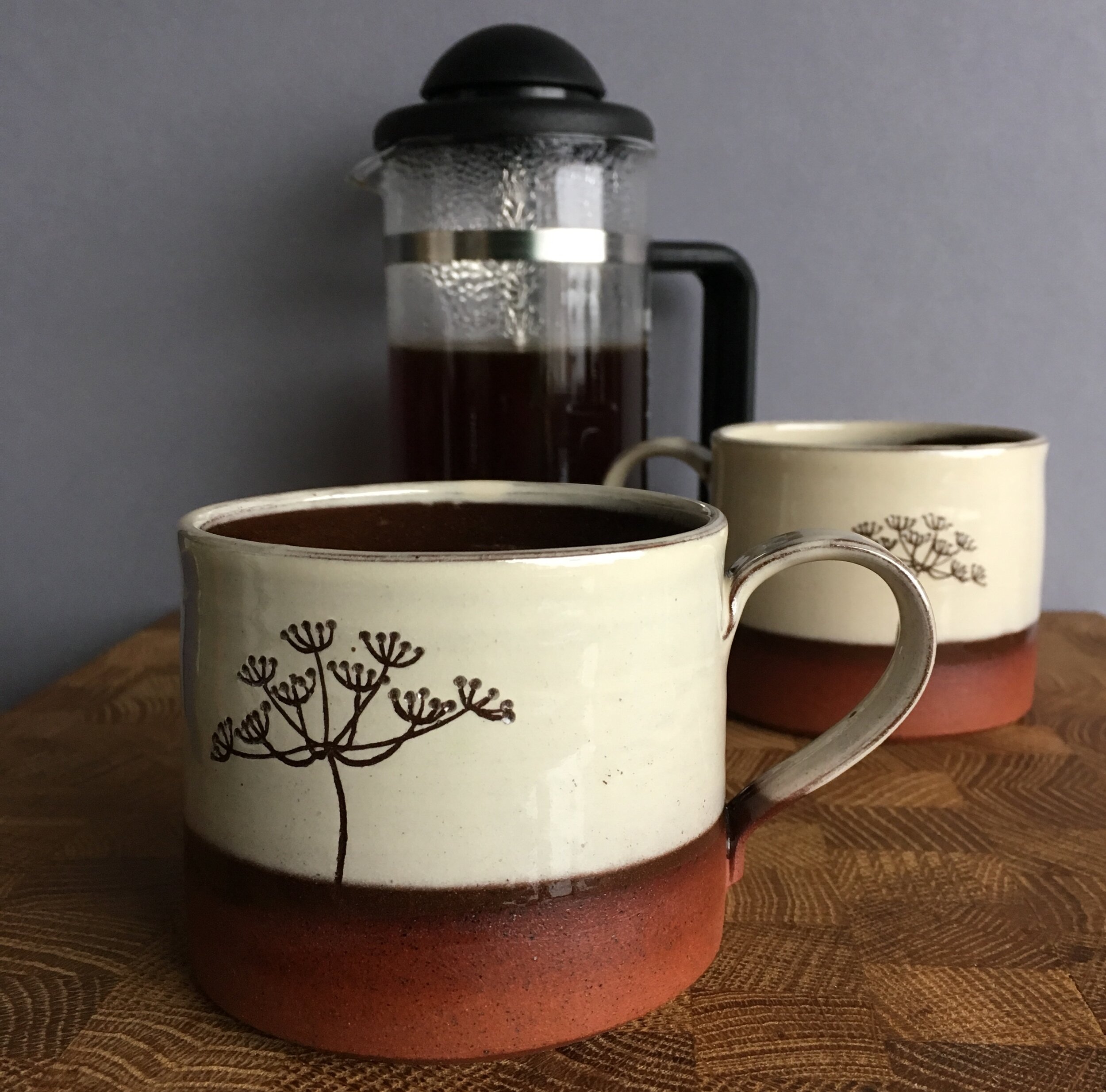Pair red espresso cups