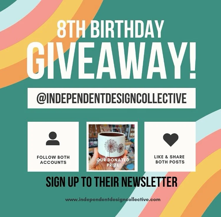 I&rsquo;m excited to be donating one of my pieces to Independent Design Collective&rsquo;s 8th Birthday Raffle Giveaway!

They&rsquo;re celebrating 8 amazing years with a raffle full of awesome prizes from local artists and makers &mdash; and my work