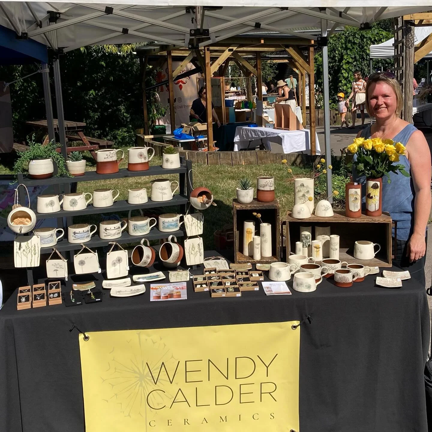 All set up and raring to go ☺️ 
Don&rsquo;t forget your hat &amp; sunscreen 😎
There are so many gorgeous stalls and delicious things to eat &amp; plenty of shade 🤩 
#bristolpotter #madeinbristol 

@hattiebuckwell, @papercuttsdesigns, @ah_mas_dumpli
