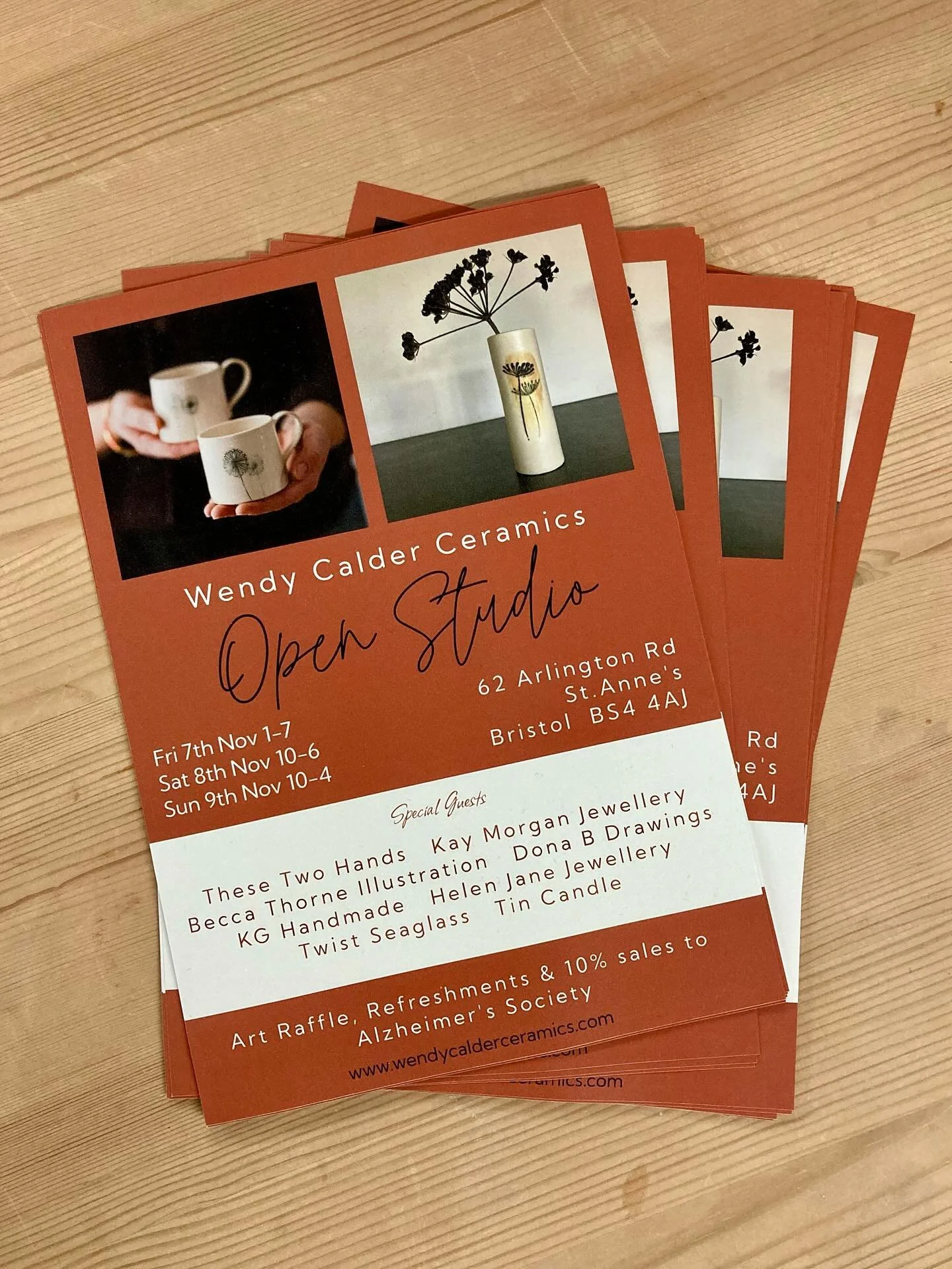 Flyers have arrived! 
Can&rsquo;t quite believe my Open Studio is only ONE MONTH away?!! 

Nov 7-9 🙌 Save the date 🤩 

I&rsquo;ve invited a lovely gang of local artists to fill my studio with amazing makes. There&rsquo;ll be cakes (a LOT!) and tea 