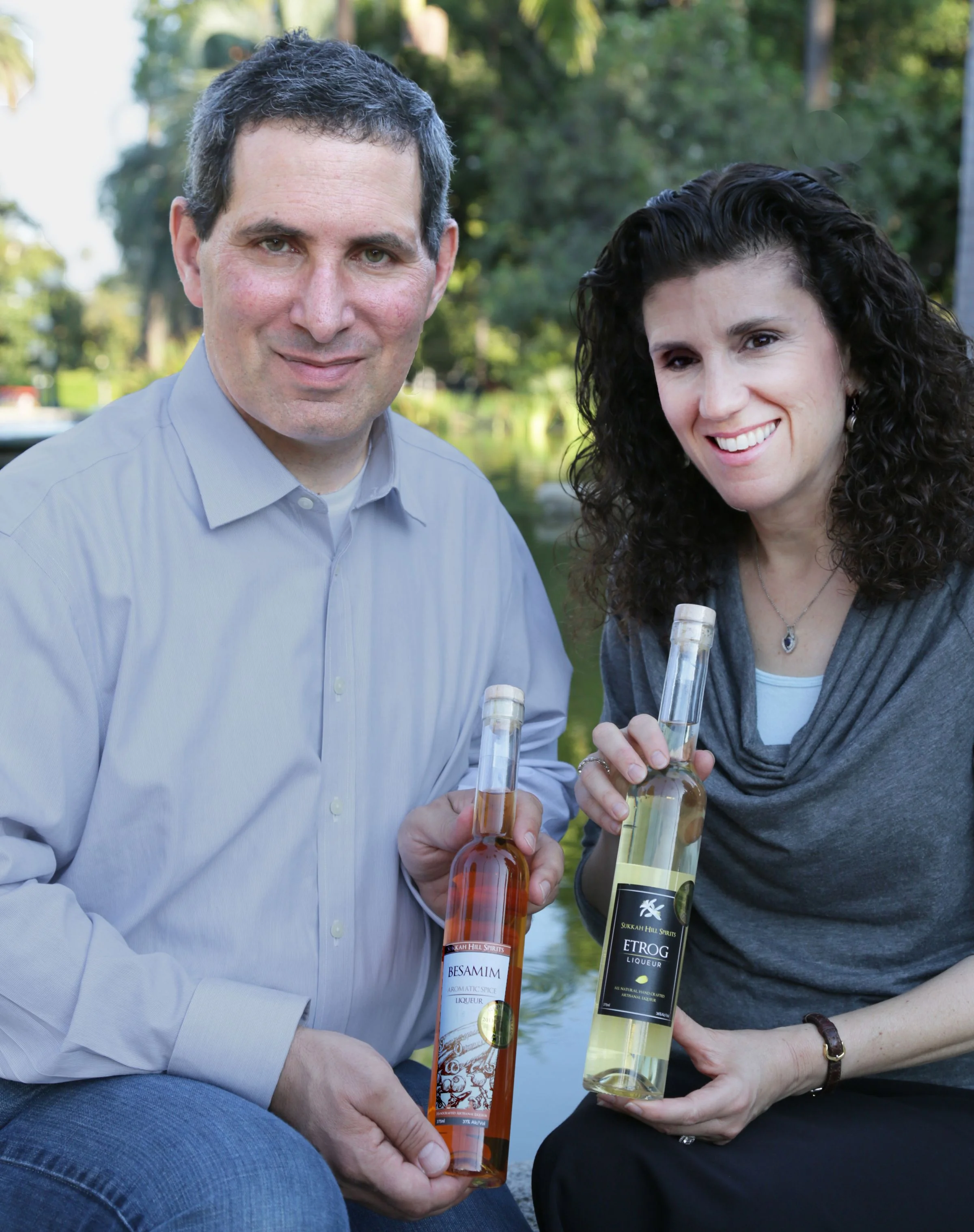 Howard and Marni Witkin with their two kosher liqueurs