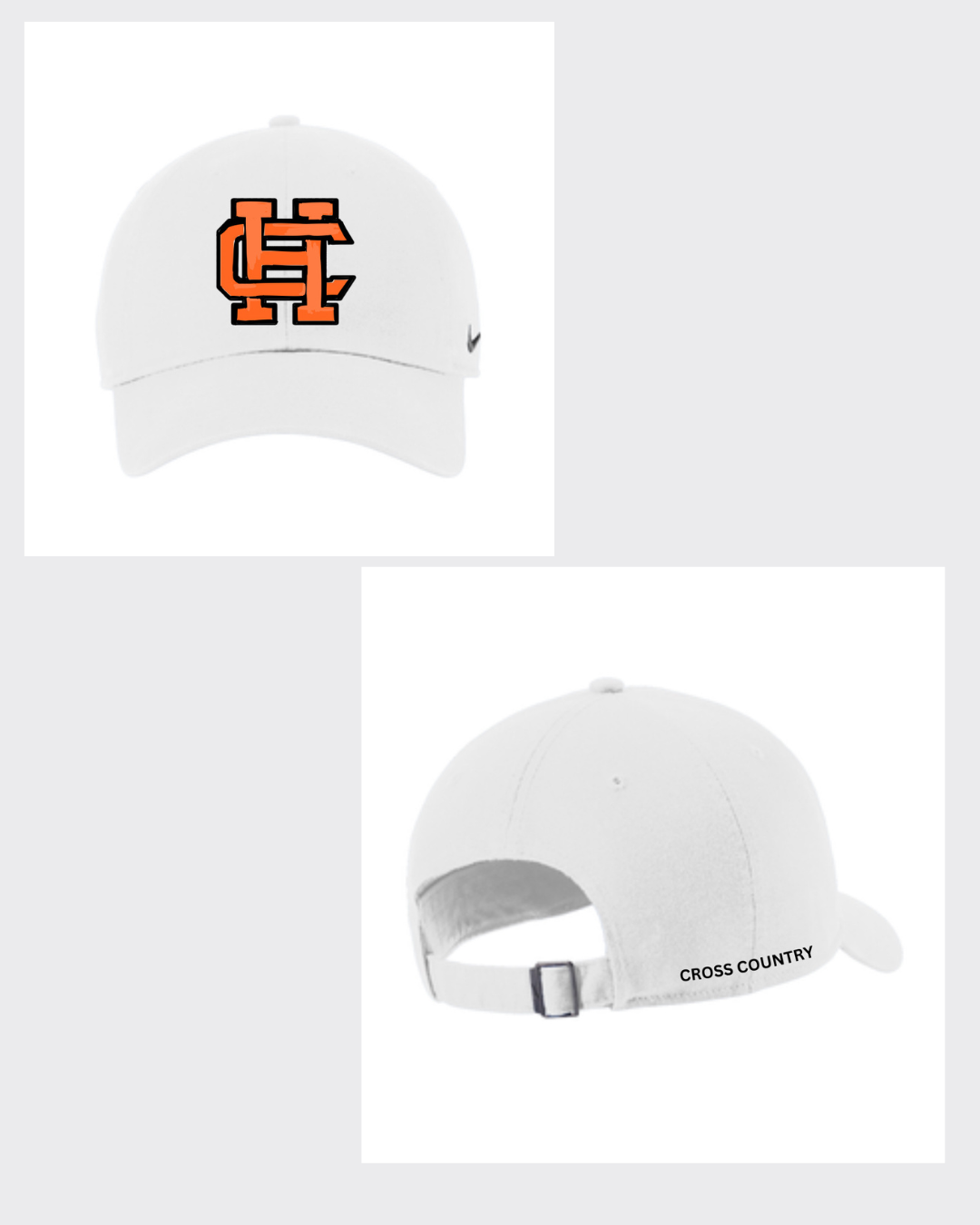 White Nike Hat with HC logo and Cross Country