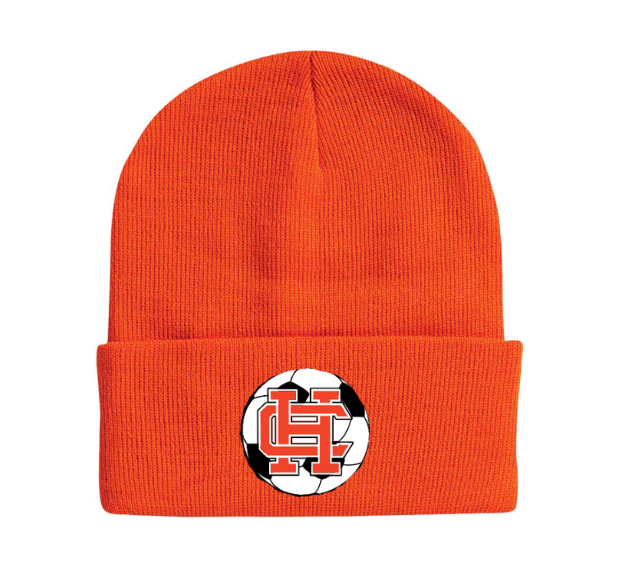 Beanie with soccer emblem embroidered