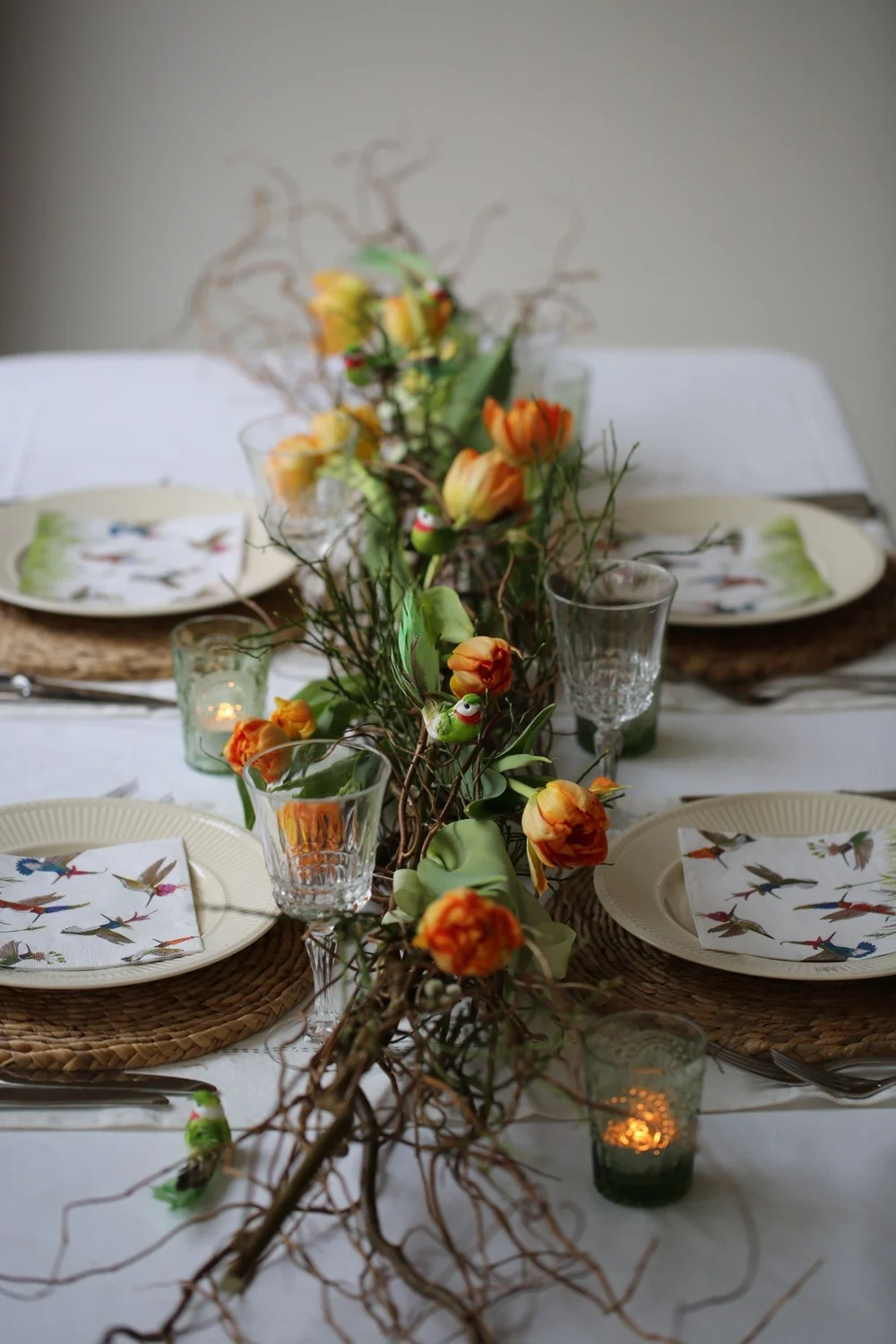 Luxe Vaas Multicolor Hand Geschilderd Groen Opgemaakt Met Silka Tulpen XL | Noenoes Decoraties