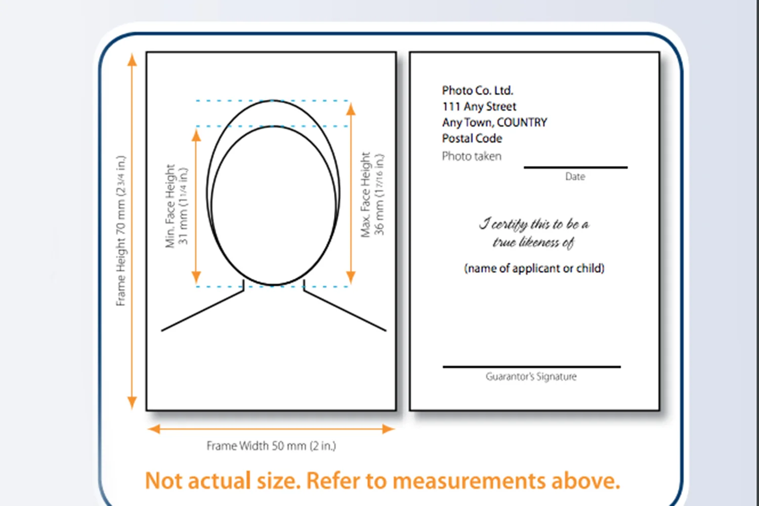 Specifications for Canadian Passport Photos, taken from the Government of Canada website.