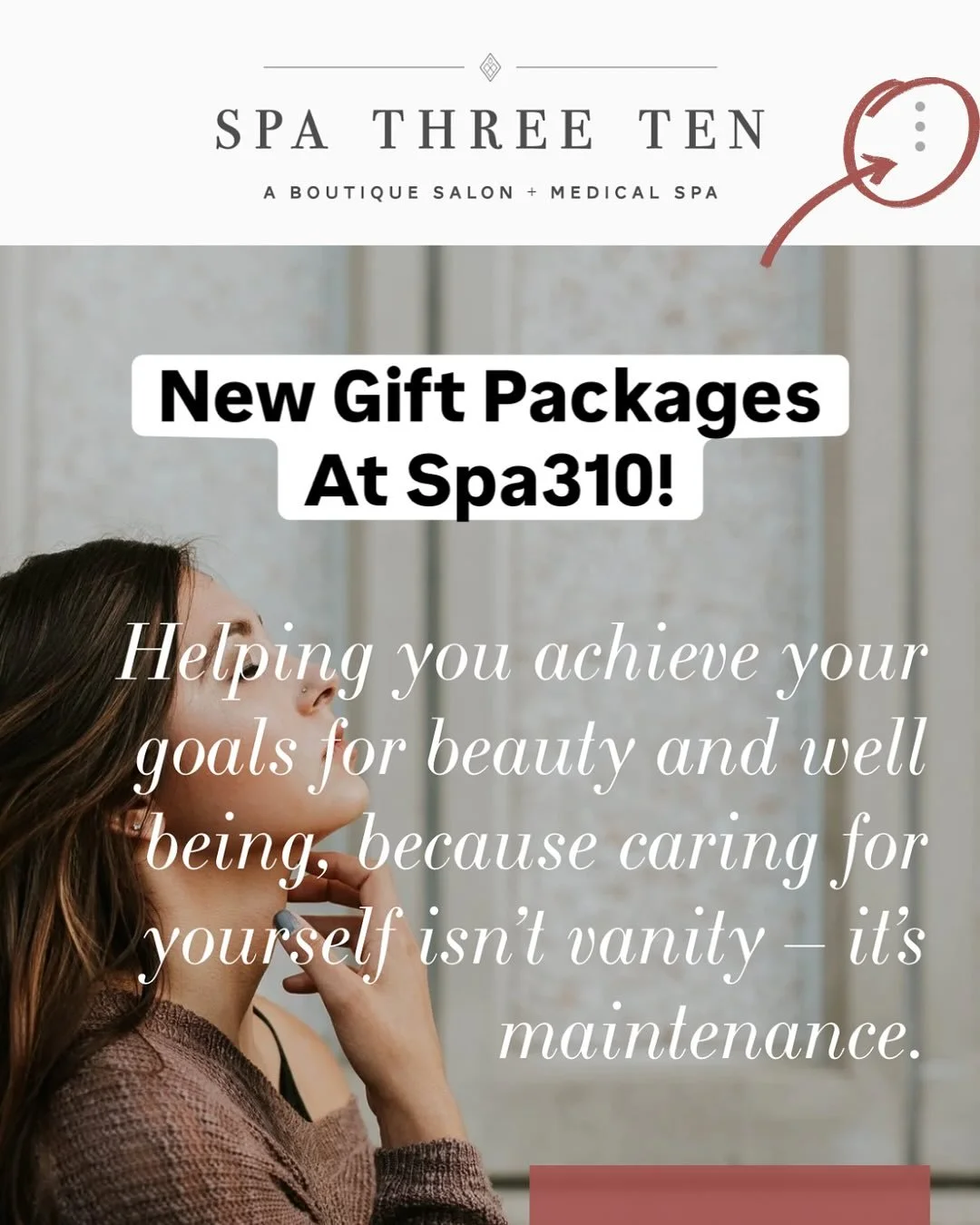 Big news: our NEW gift packages are officially live! 🎁

Want to shop them? It&rsquo;s easy:
✨ Visit spa310.com
✨ Select Appointments + Purchase
✨ On our booking site, click Buy a Series
✨ Browse, shop, and get glowing!

Perfect for gifting, treating