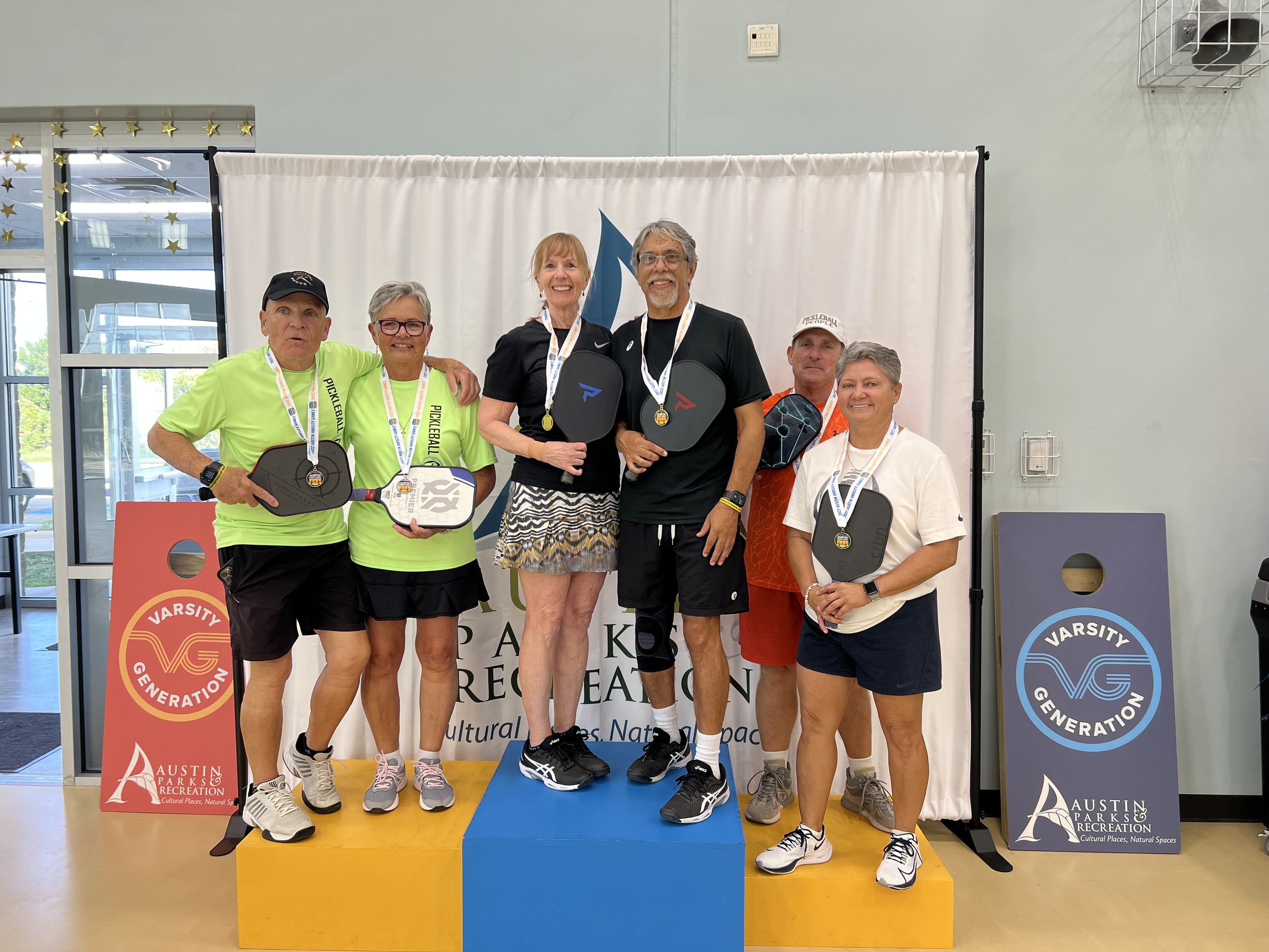 MIXED DOUBLES 60+ Gold Medal Cathy Smith and John solorio Silver Medal Bob and Irene romagoza Bronze Medla Rick Johnson and Deloris Gola (1).jpg