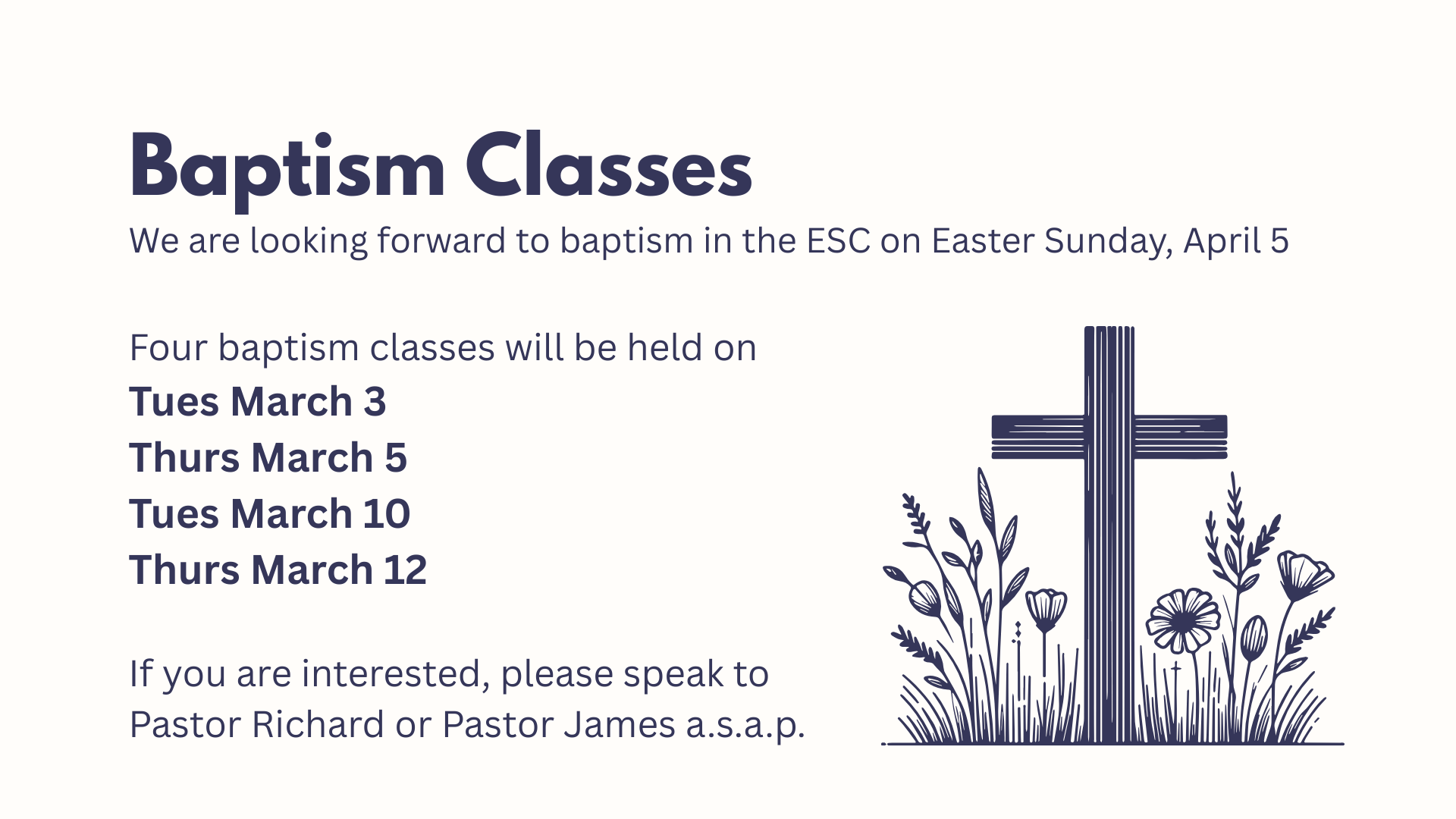 ESC Baptism Classes