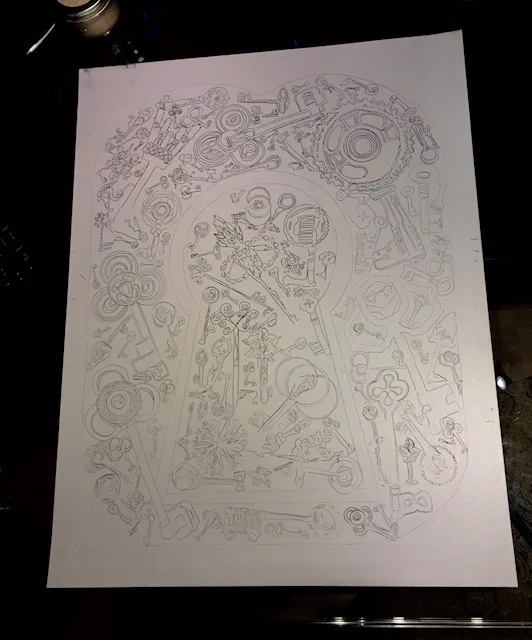 The poster prior to adding the ink.