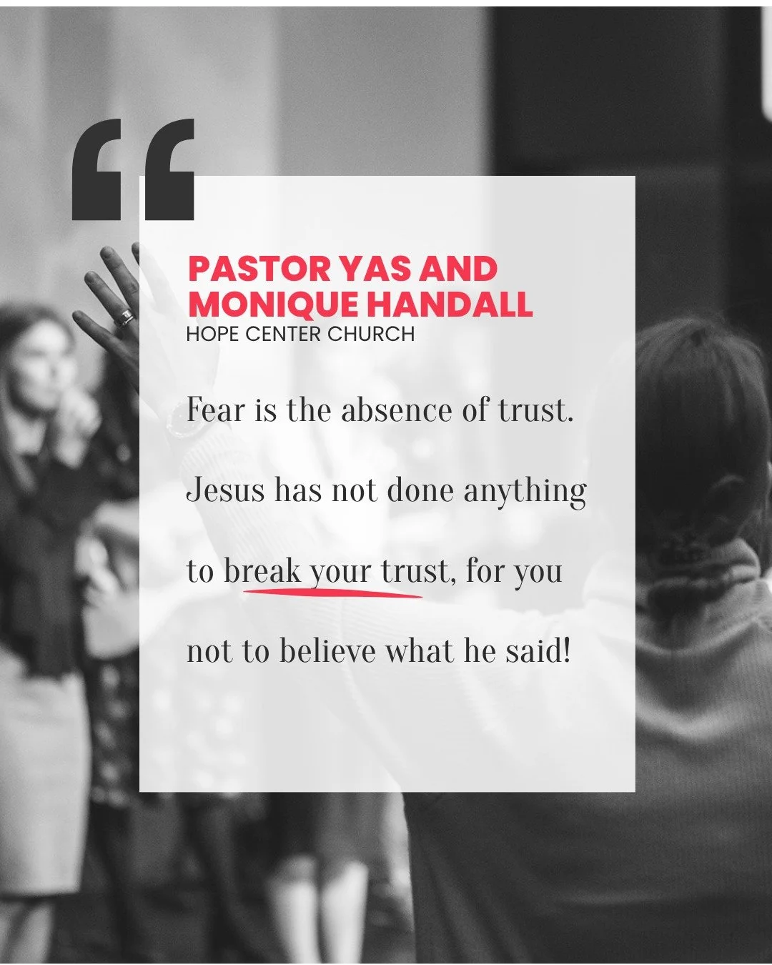 Fear can be so loud, but when we trace it back to its root, it&rsquo;s usually just a lack of trust. It&rsquo;s easy to project our past disappointments with the world onto God, but His track record is flawless. He has never broken a promise, and He 