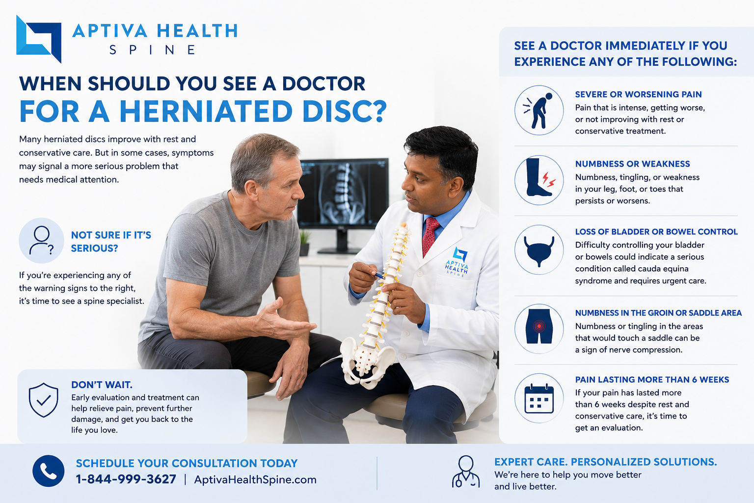 When should you see a doctor for a herniated disc?